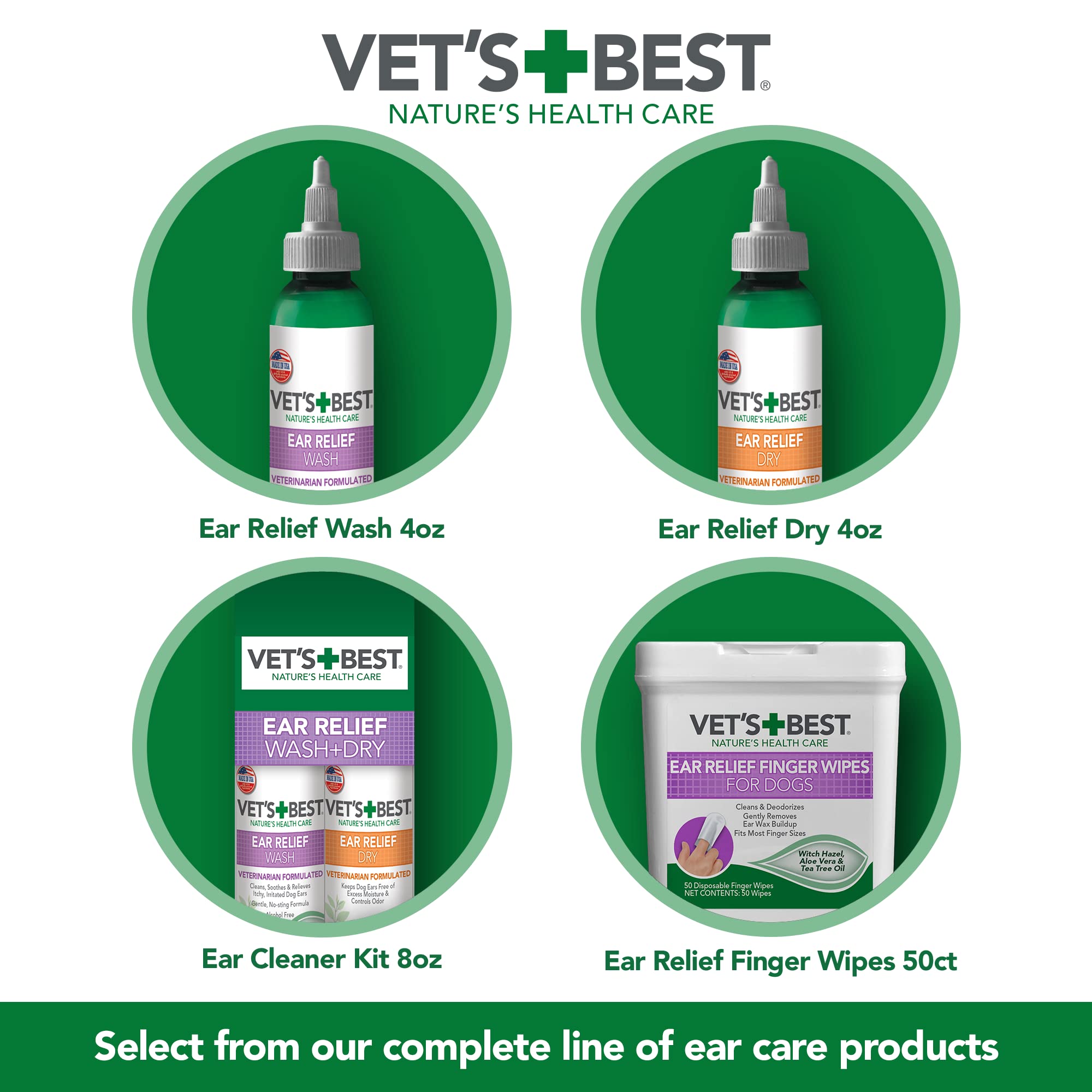 Vets Best Ear Relief Wash Cleaner for Dogs, 16 oz Refill