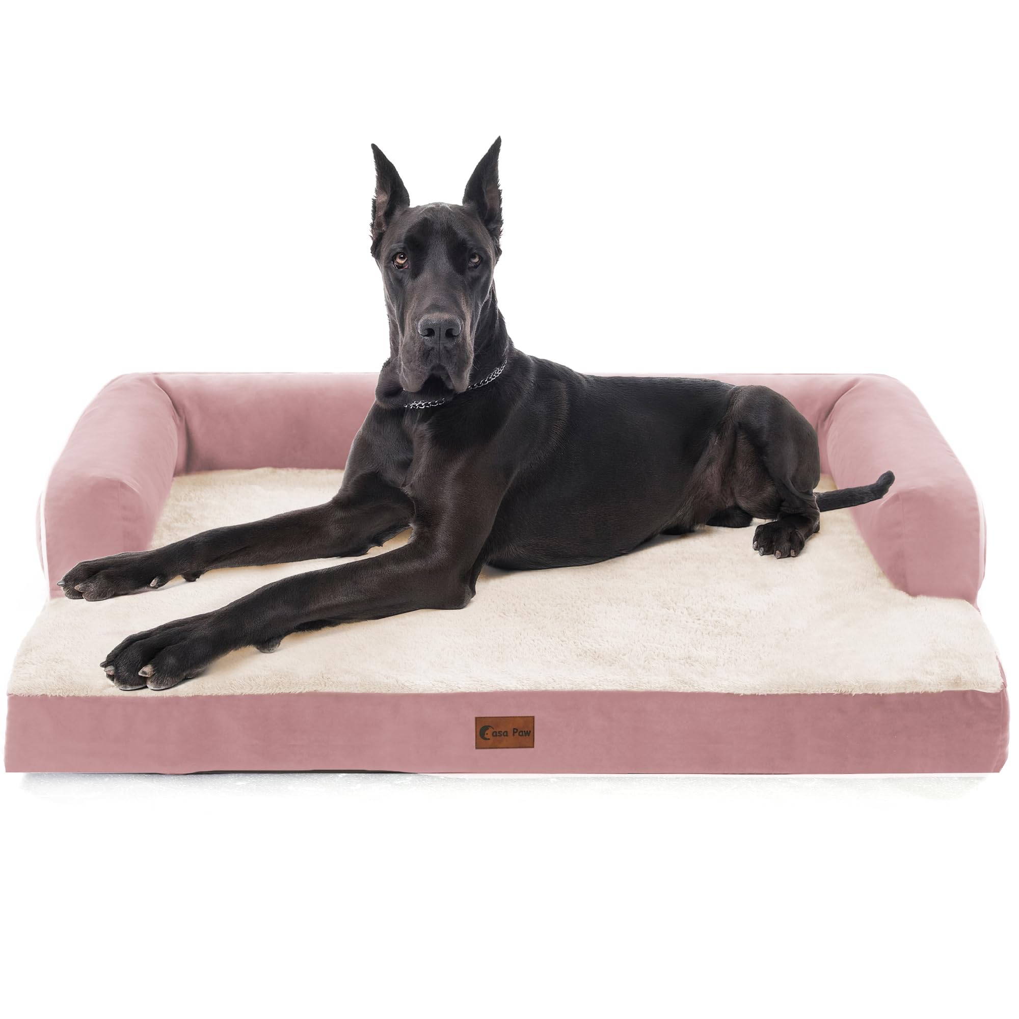 Casa Paw XXL Dog Bed with Bolsters, Orthopedic Dog Beds for Extra Large Dogs, Waterproof Dogs Beds XLarge with Removable Washabl