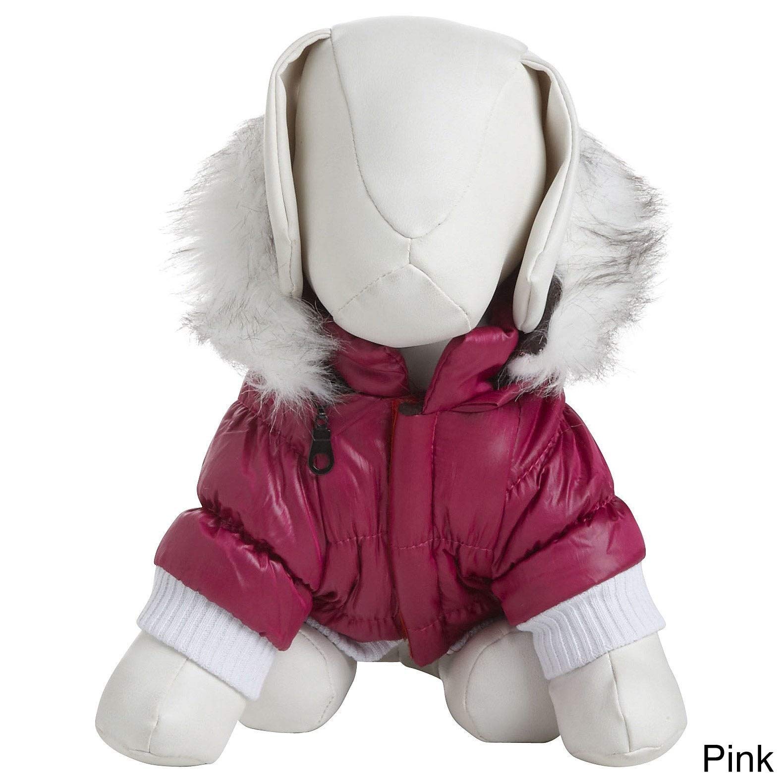 Metallic Dog Parka With Removable Hood In Pink Size: Small