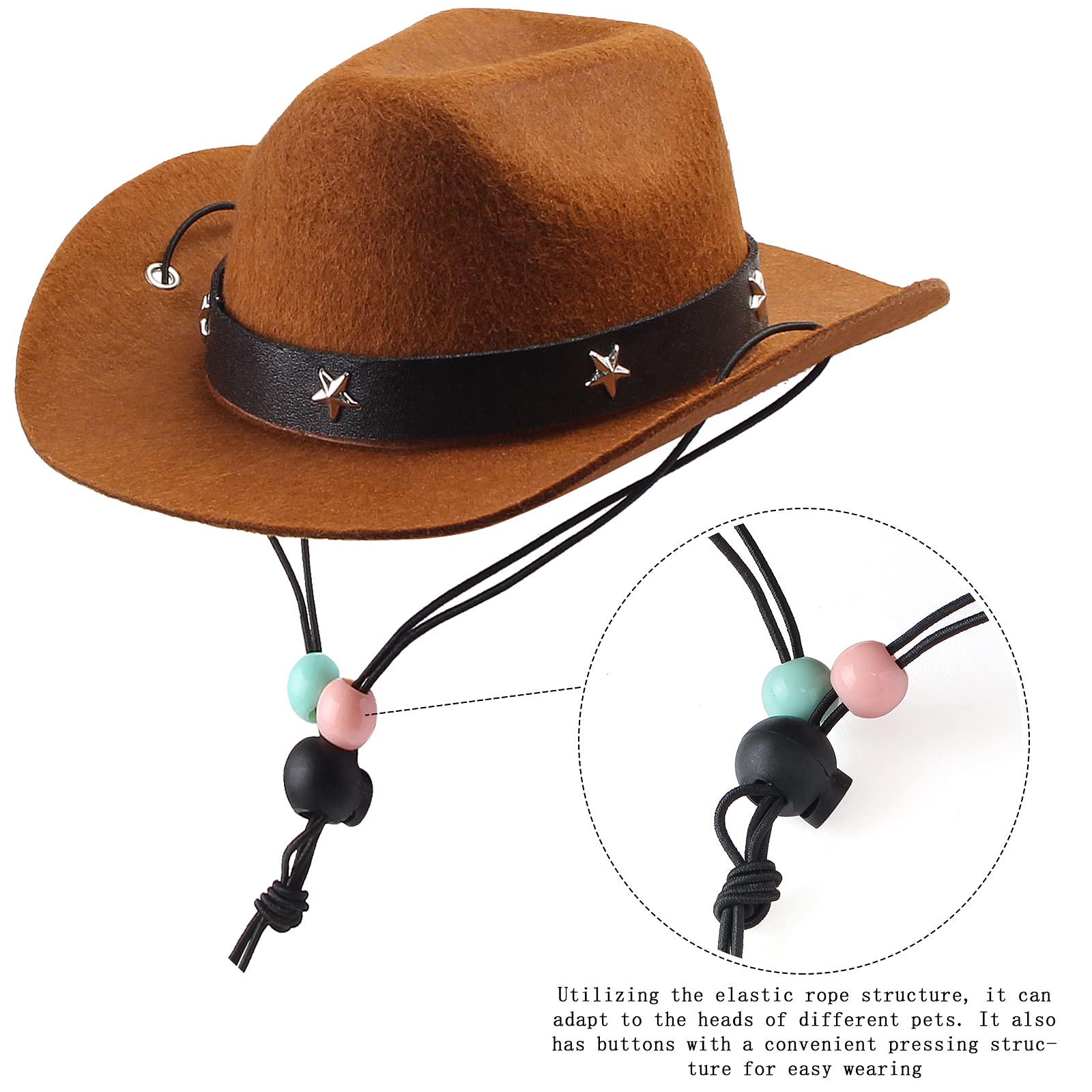 Yewong Pet Cowboy Costume Accessories Dog Cat Pet Size Cowboy Hat And Bandana Scarf West Cowboy Accessories For Puppy Kitten Party Festival And Daily Wearing Set Of 2 (Coffee)