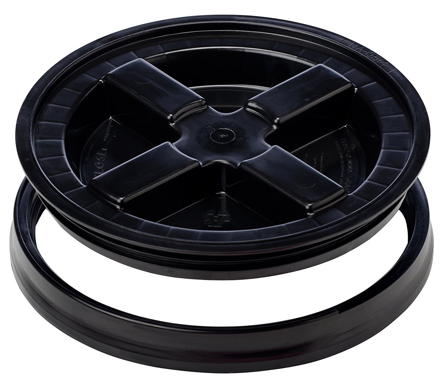 GAMMA2 Gamma Seal Lid - Pet Food Storage Container Lids - Fits 3.5, 5, 6, & 7 Gallon Buckets, Black, Made in USA
