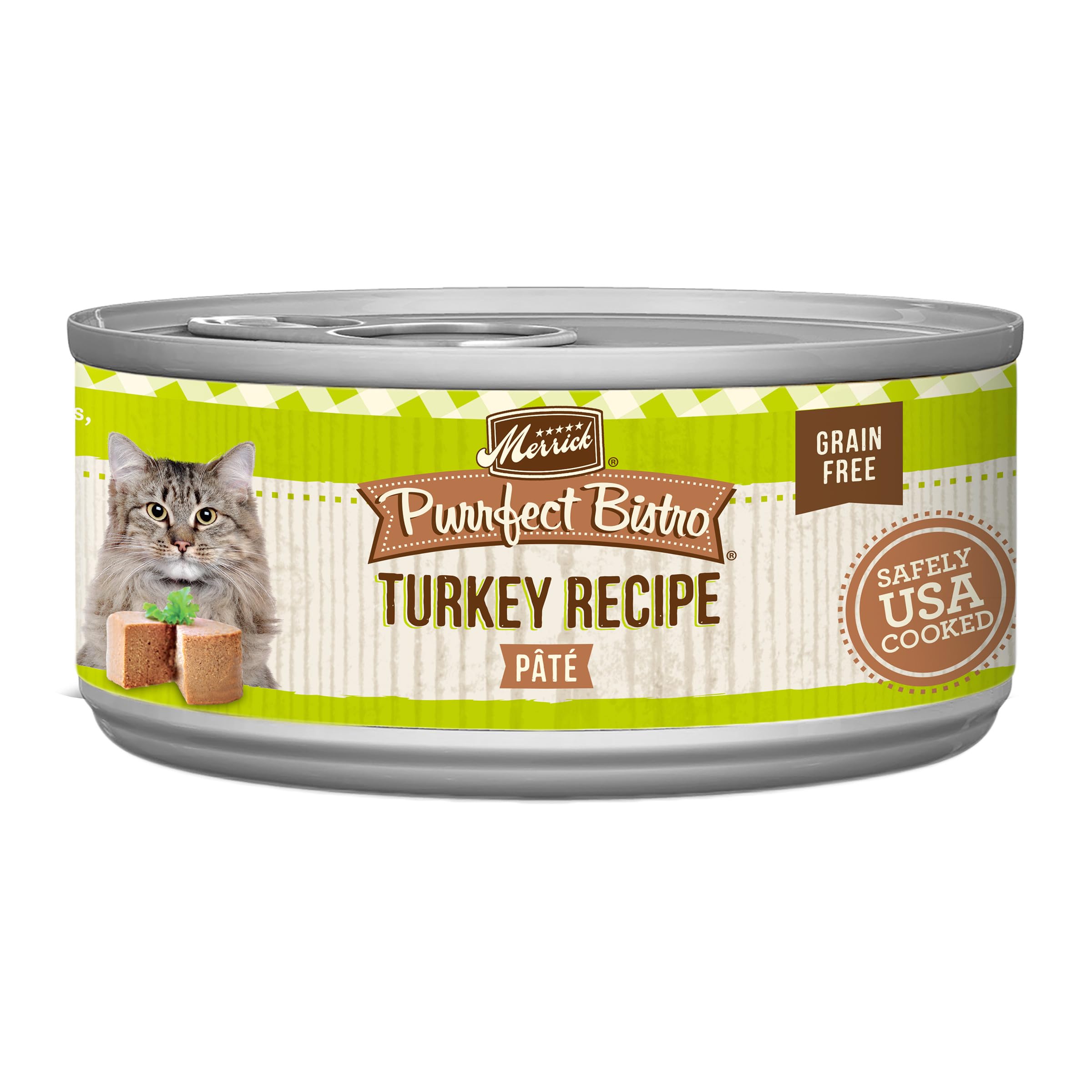 Merrick Purrfect Bistro Grain Free Premium Soft Canned Pate Adult Wet Cat Food, High Protein Turkey Recipe - (Pack of 24) 5.5 oz