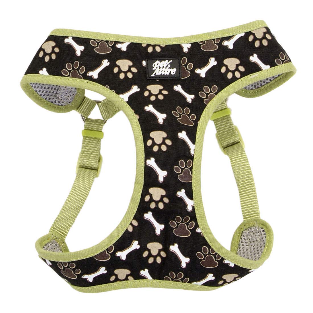 Coastal - Ribbon - Designer Wrap Adjustable Dog Harness, Brown Paws And Bones, 5/8'' X 19''-23''