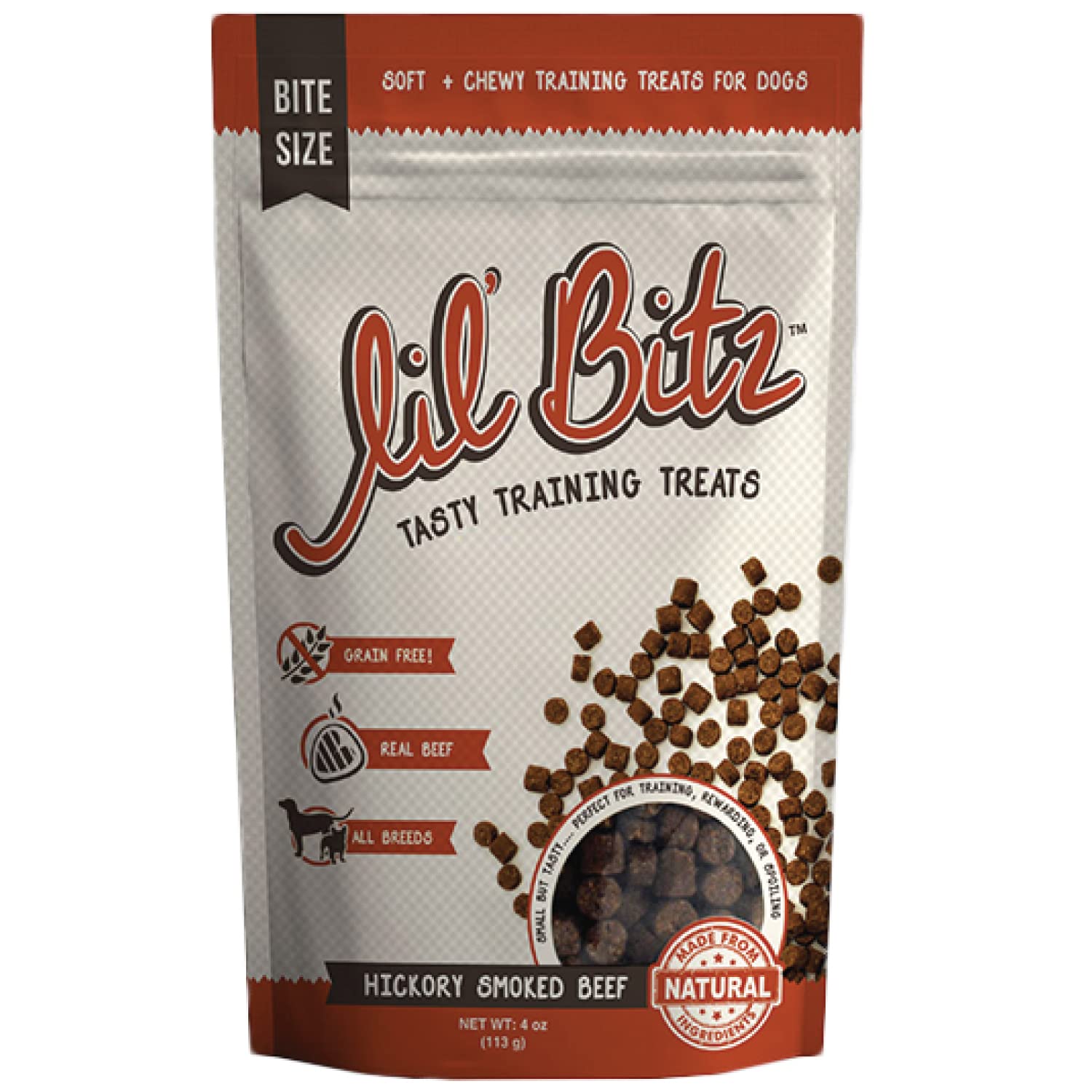 Lil Bitz Training Treats for Dogs and Cats (1 Pack, All Dog Sizes - Hickory Smoked Beef)