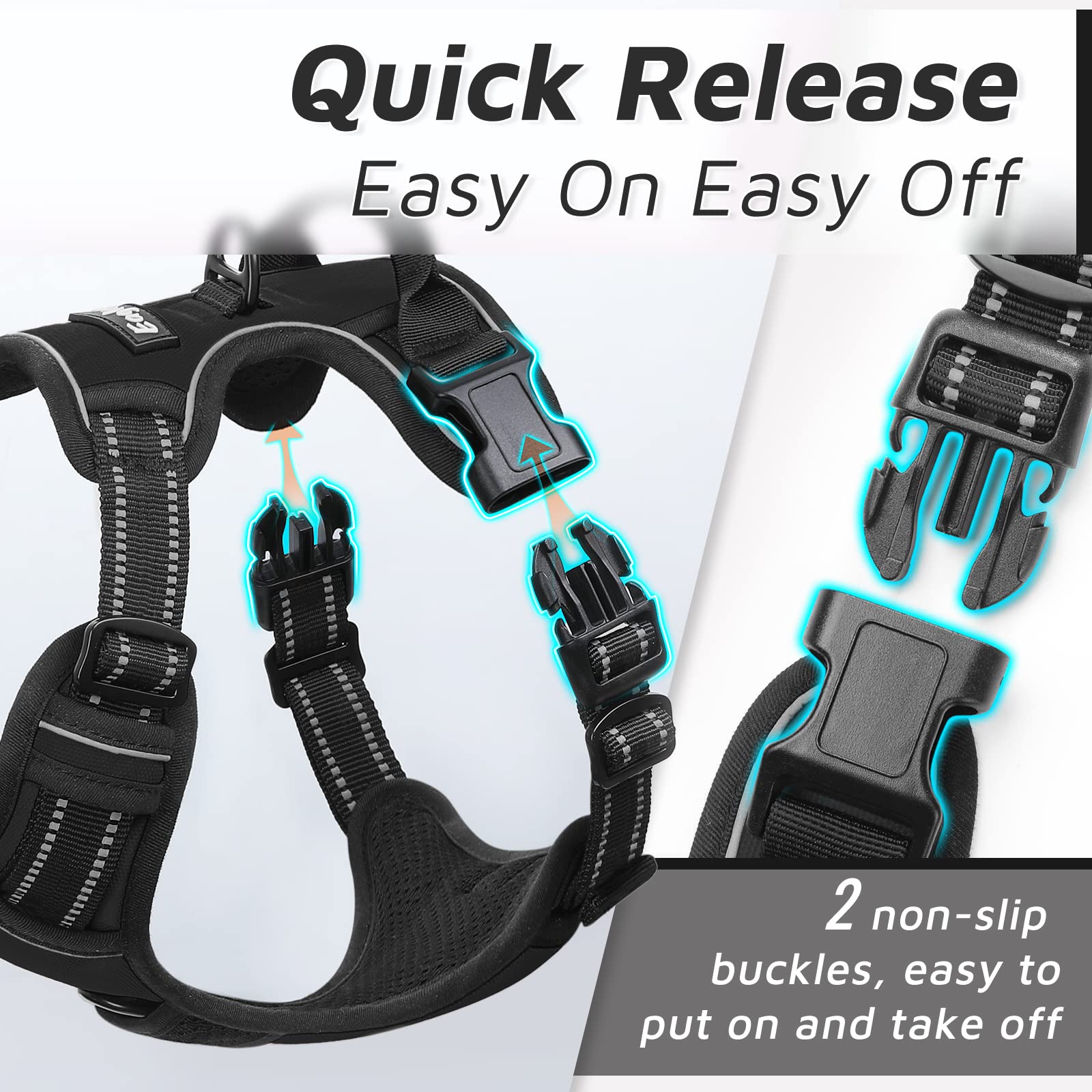Eagloo Dog Harness Small Sized Dog, No Pull Service Vest With Reflective Strips And Control Handle, Adjustable And Comfortable F