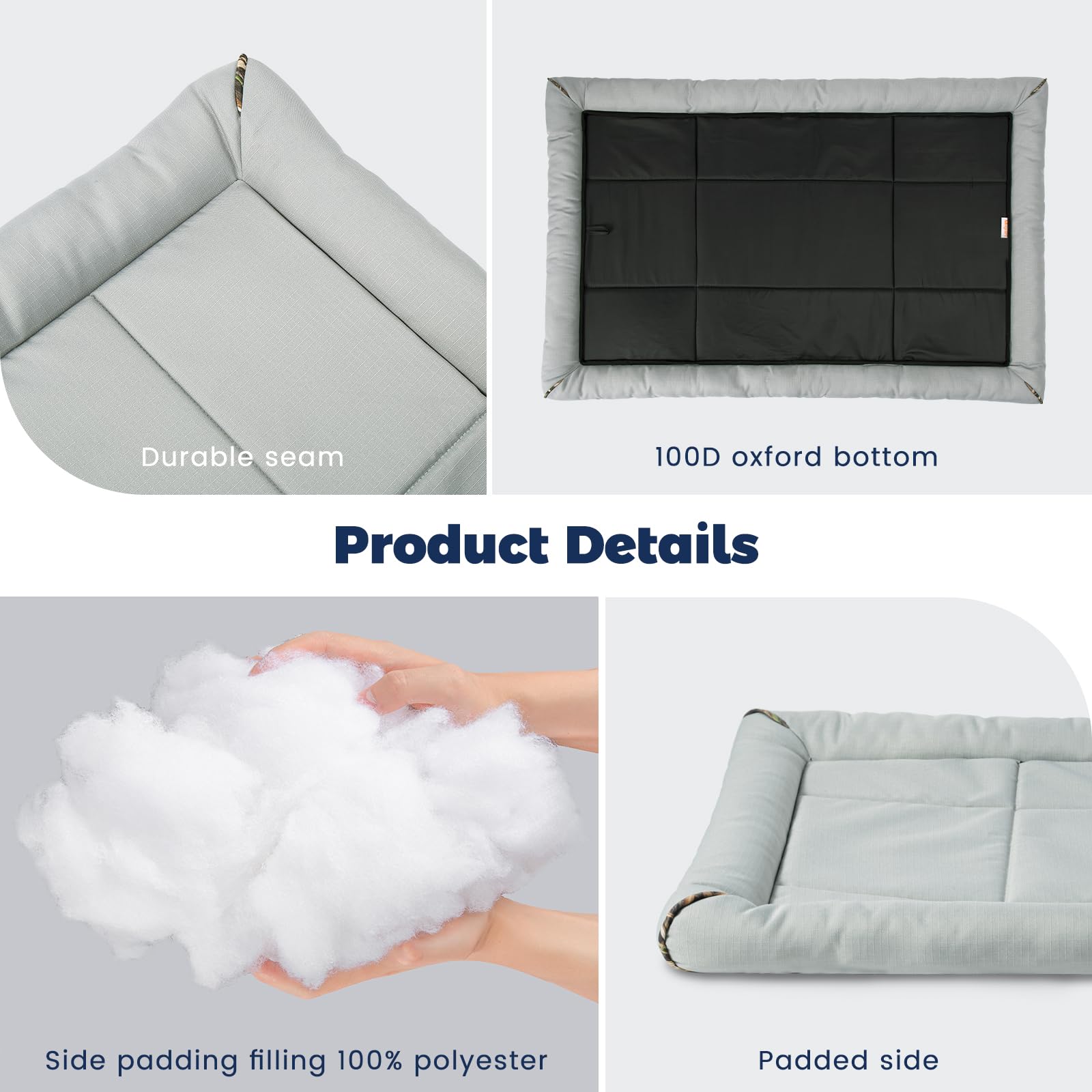 Miguel Outdoor Waterproof Dog Bed For Metal Dog Crates Water-Resistant Ripstop Oxford All Weather Pet Mat Durable Easy Wipe Clean Travel Indoor Outdoor Puppy Cat Bed(36Inch Dog Crate,Gray)