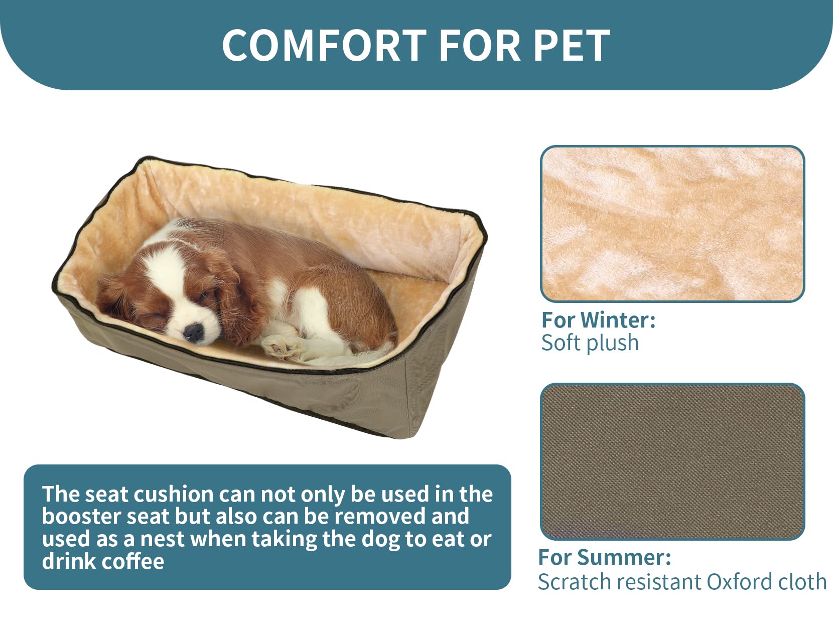 Petsfit Dog Booster Seat For 2 Small Dogs Or Medium Dog Up To 45 Lb, Large Dog Car Seat With 2 Big Pockets For Cars, Trucks And