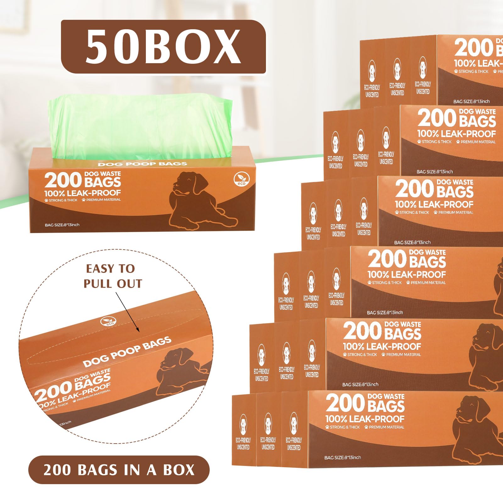 Sherr 50 Rolls Dog Waste Bags 10000 Count Dog Trash Bags Leak Proof Pet Doggie Poop Roll Waste Thick Plastic Bag For Home Park O