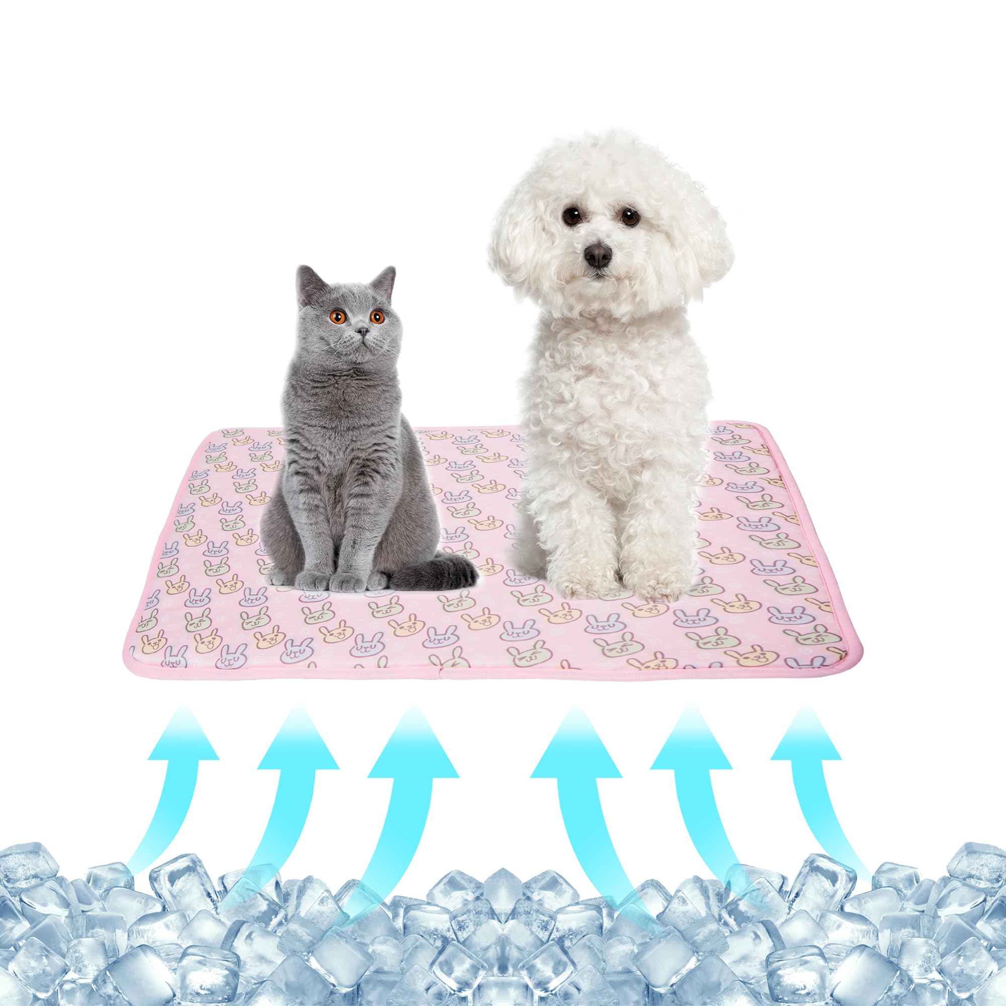 Nacoco Pet Cooling Mat Cat Dog Cushion Pad Summer Cool Down Comfortable Soft For Pets And Adults (M, Pink)