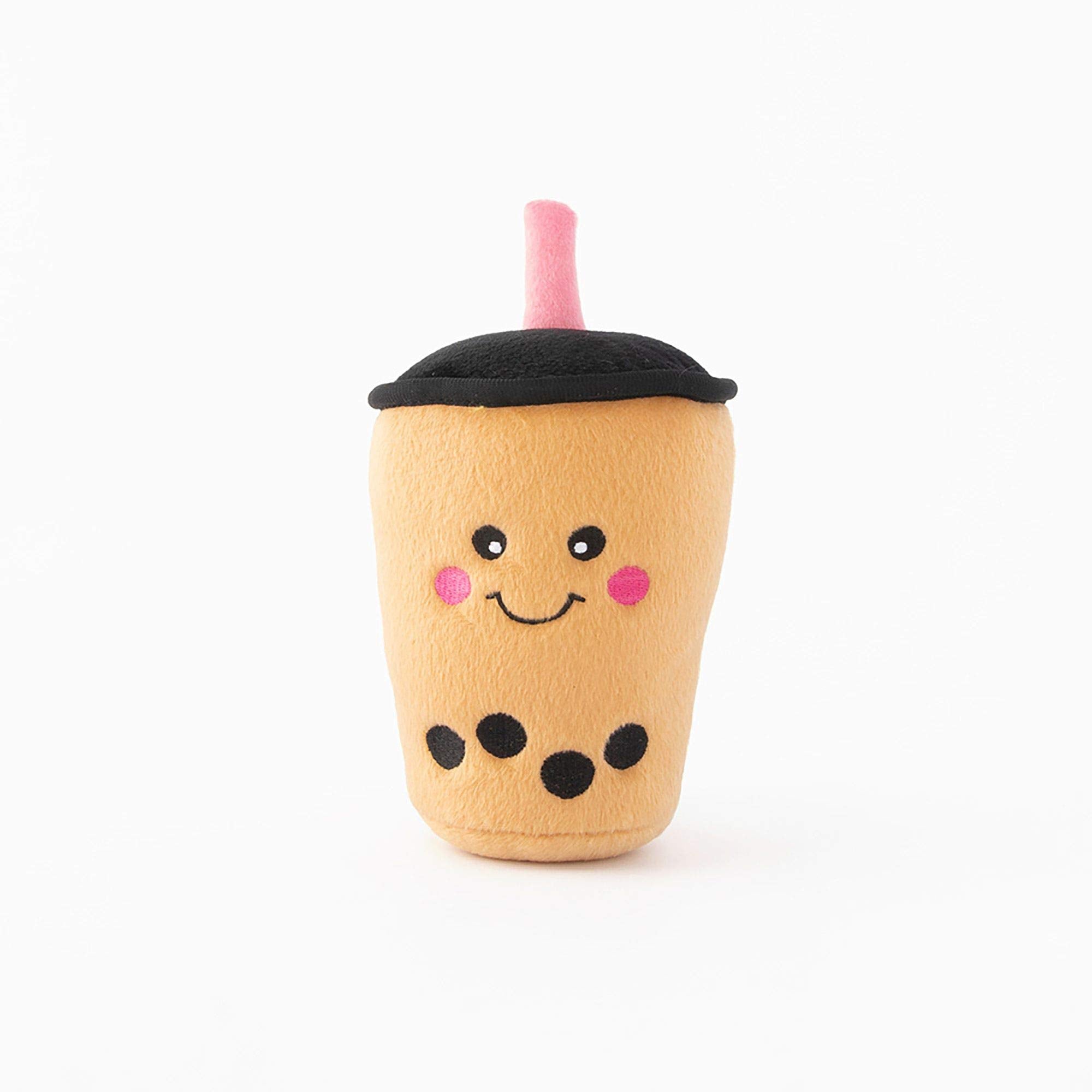 ZippyPaws NomNomz, Bubbly Boba Milk Tea - Plush Squeaky Dog Toys for Small & Medium Dogs, Food Shaped Puppy Toys with Squeakers,