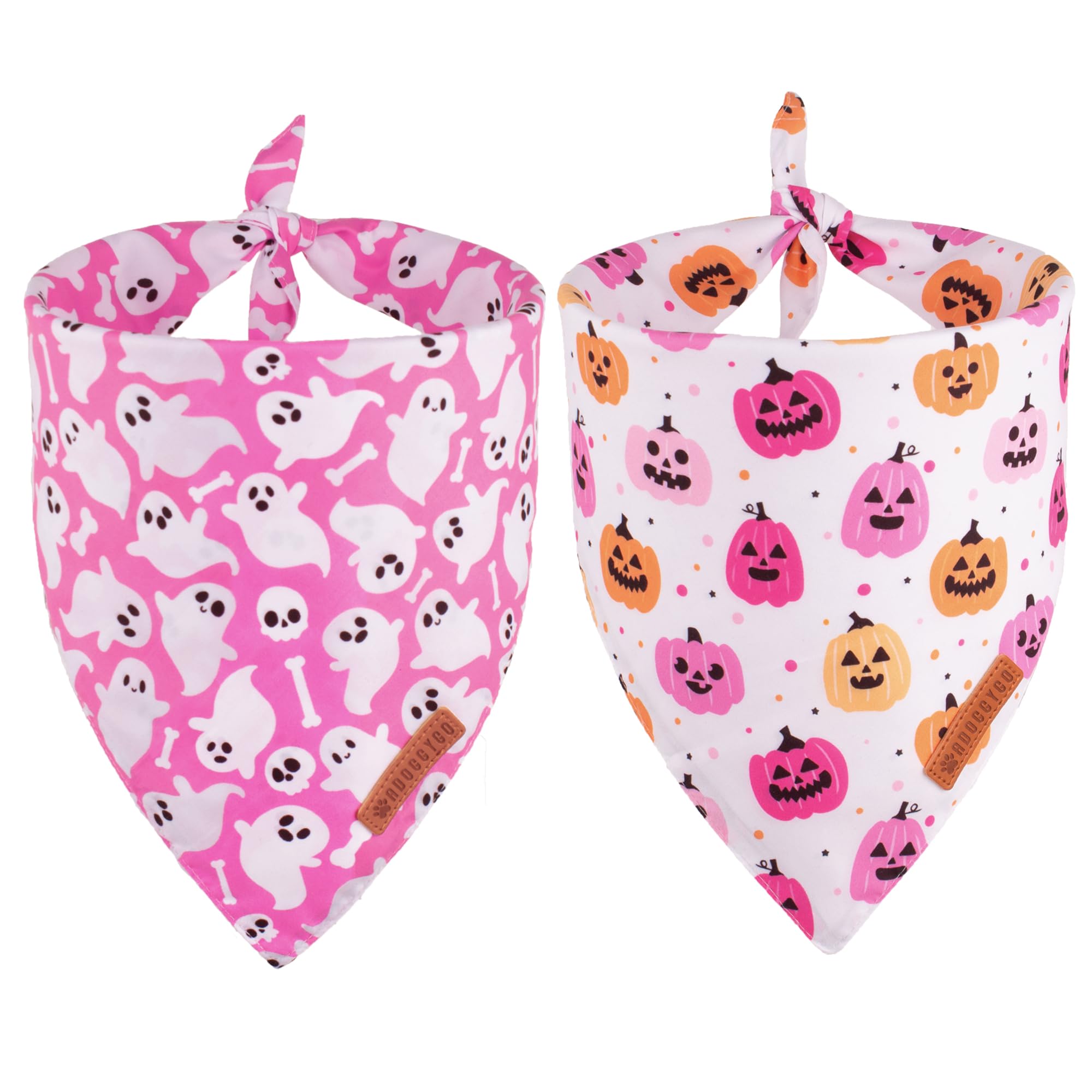 Adoggygo Halloween Dog Bandana, Halloween Pumpkin Ghost Dog Scarf, Premium Durable Fabric, Adjustable Fit Female Dog Halloween Bandanas For Large And Extra Large Dogs Pets (X-Large, Halloween)