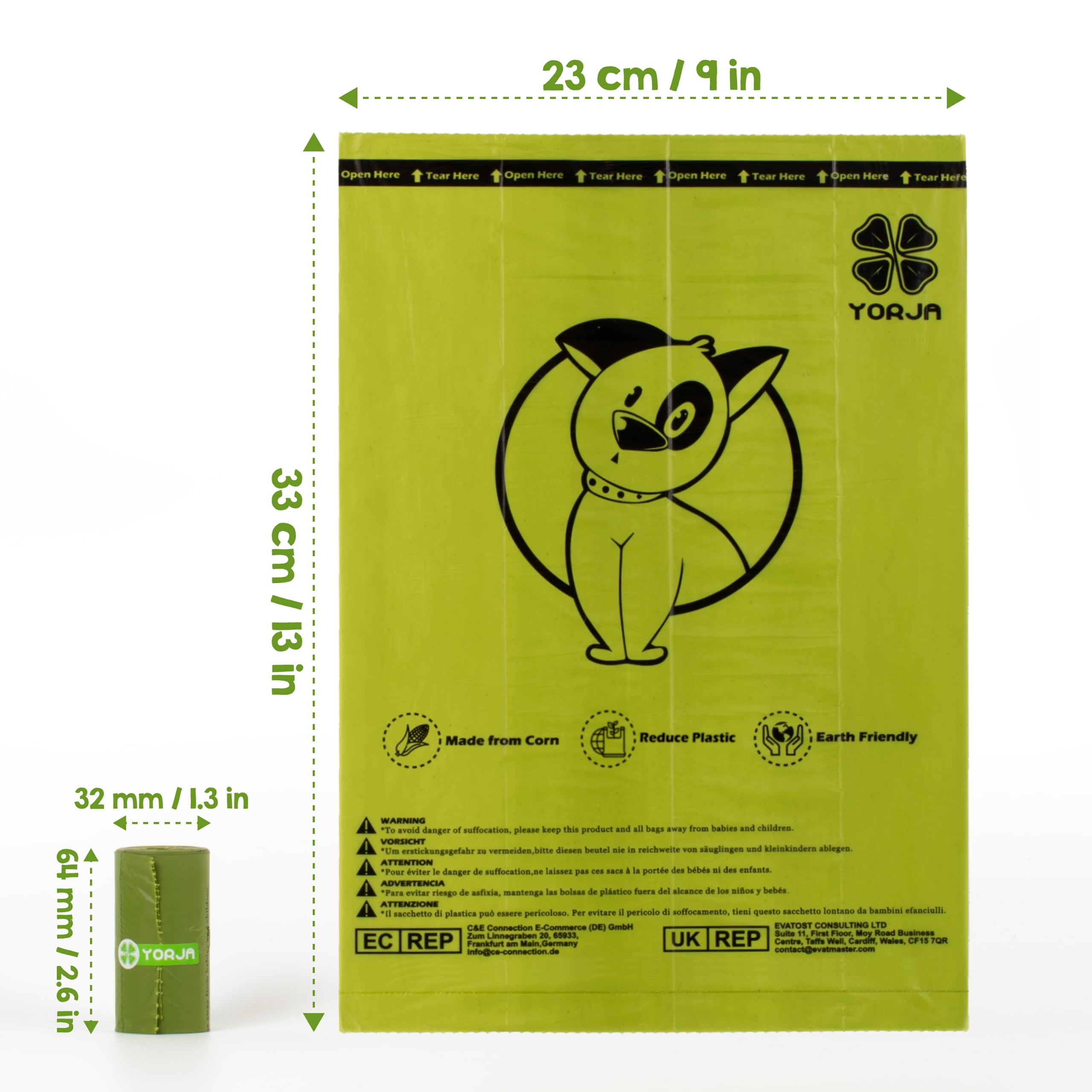 Yorja Dog Poop Bags, 360 Pet Waste Bags, 100% Leak Proof Extra Thick And Strong Corn Starch Blend