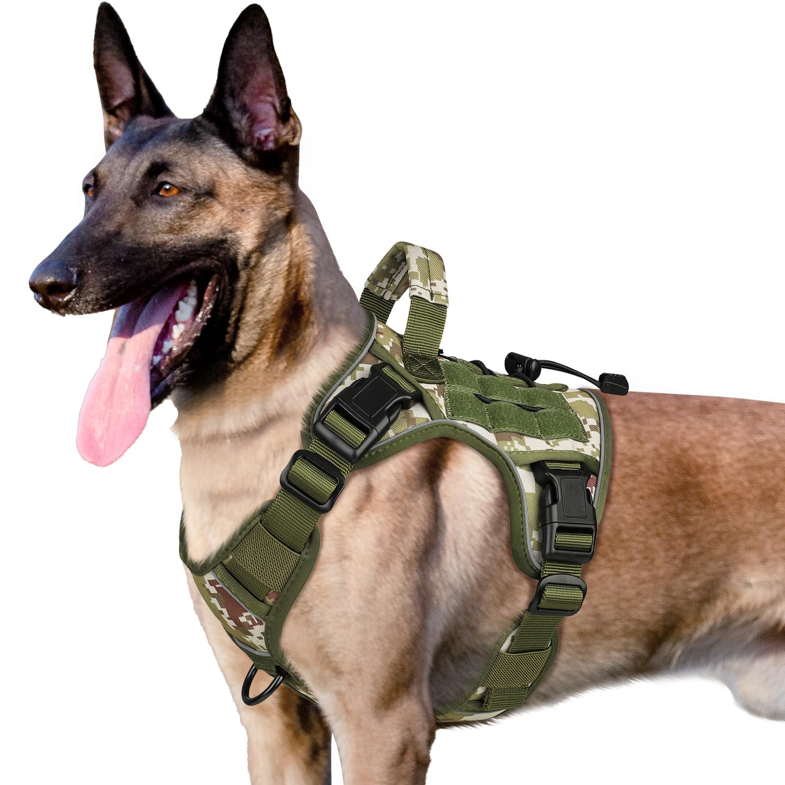 Wingoin Tactical Dog Harness For Medium Dogs, Heavy Duty No Pull Dog Harness With Handle, Adjustable Reflective Military K9 Germ