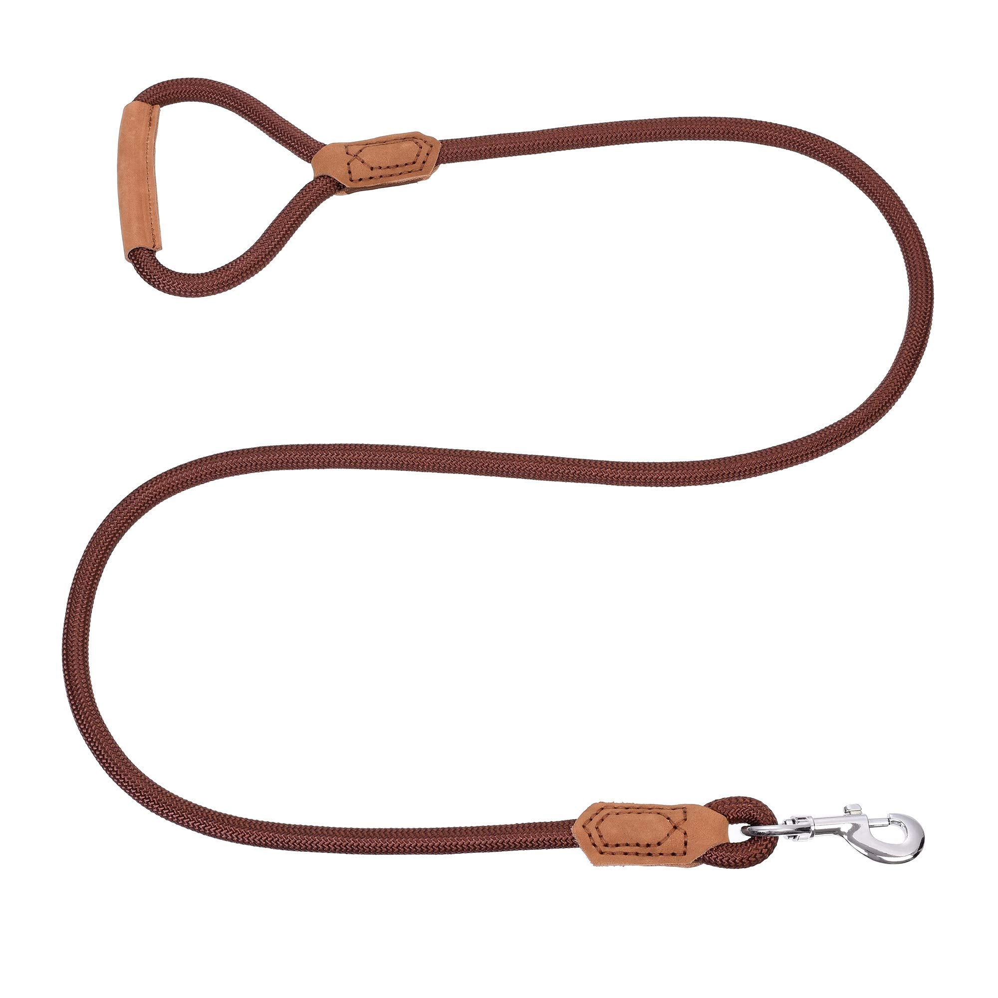Mile High Life Premium Leather Dog Leash, 60 Inch Dark Brown, Strong Zinc Alloy Clasp for Small Medium Large Dogs