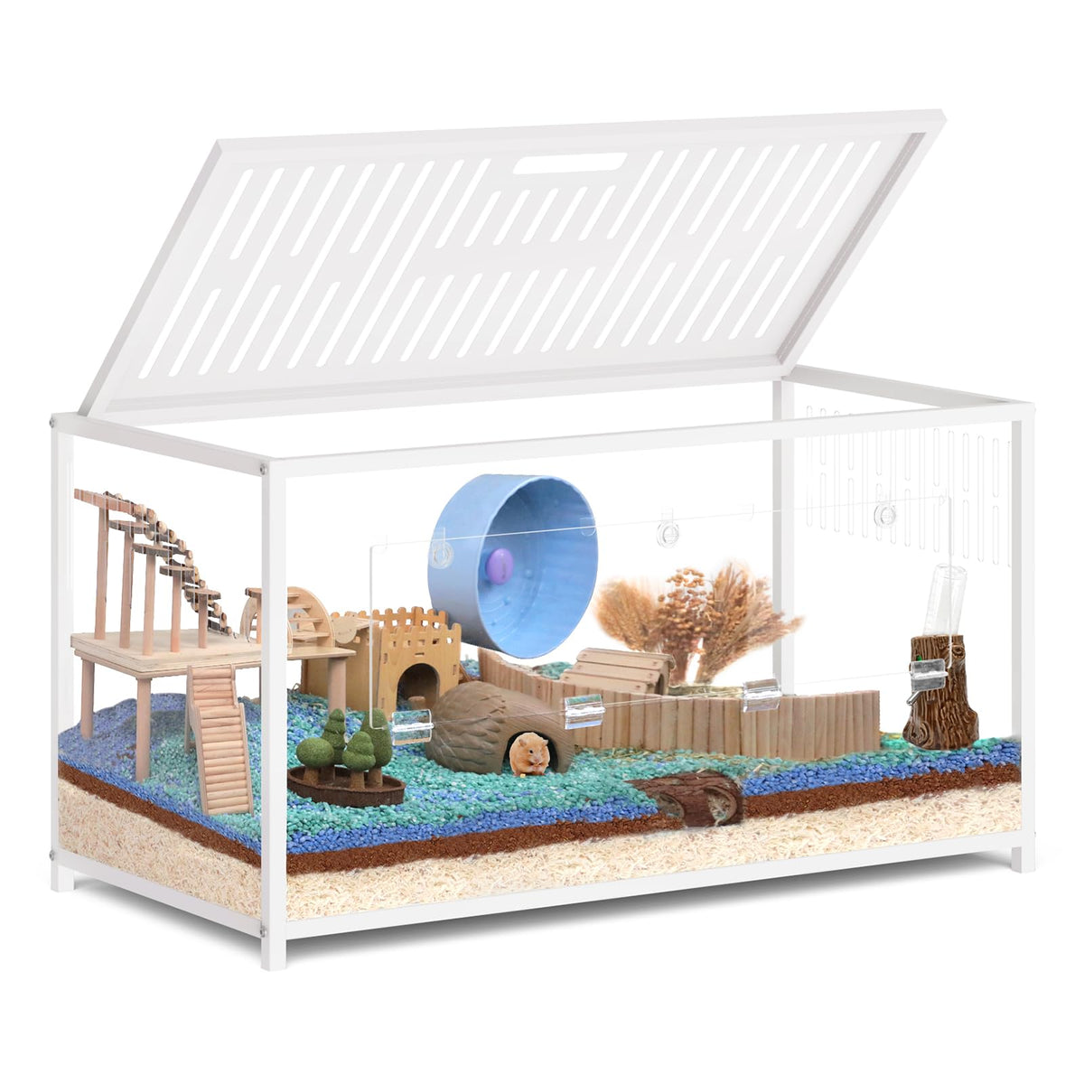 Munnar Large Metal Hamster Cage - Chew Proof Syrian Hamster Cage & Hab ...
