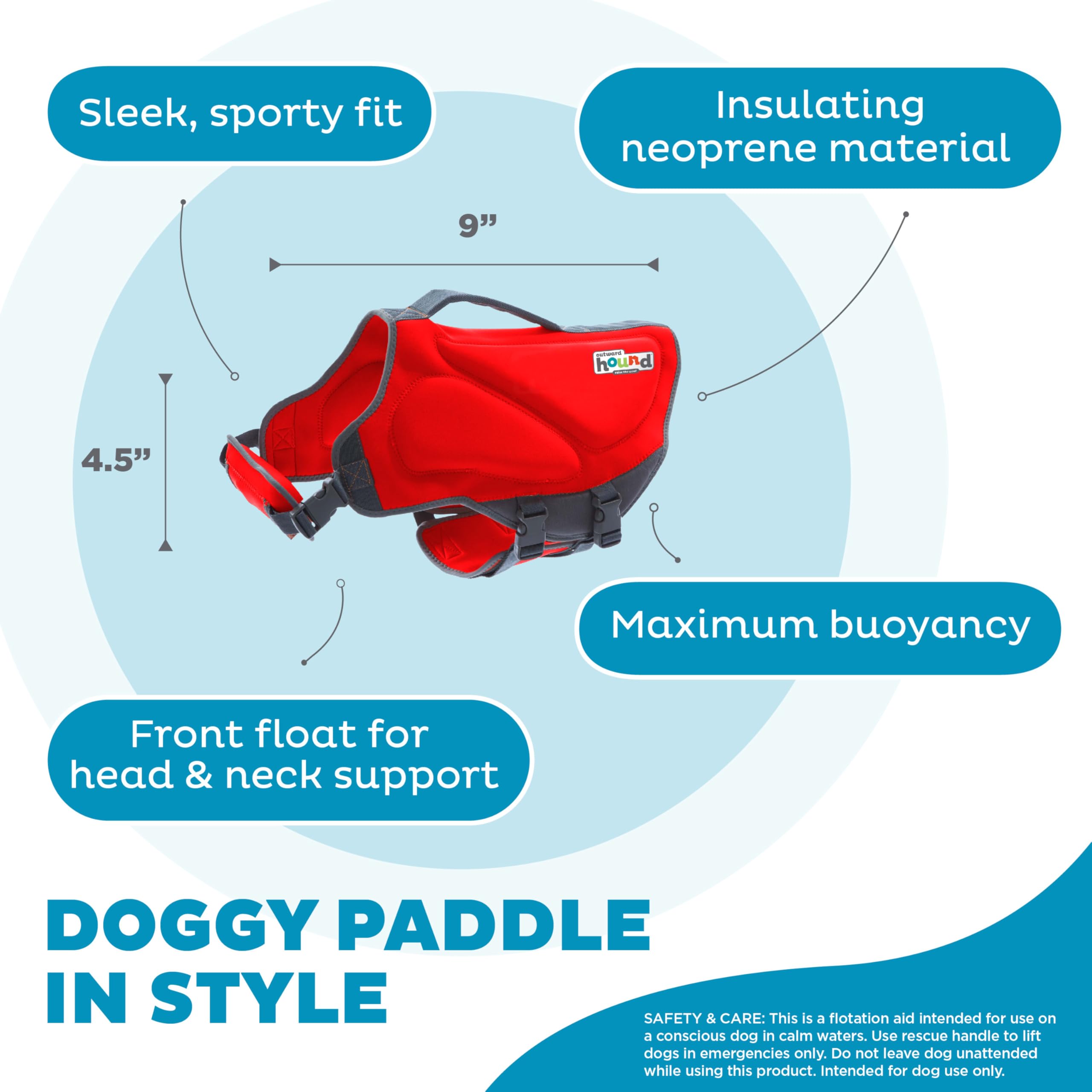 Outward Hound Dawson Swim Red Dog Life Jacket, Xs