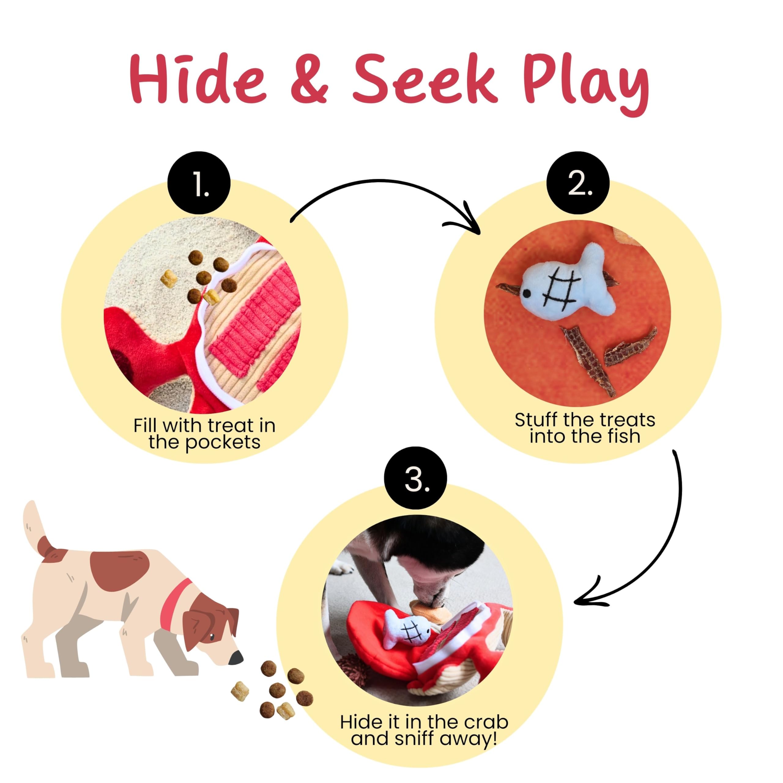 Pawfoo Lab Plush Squeaky Dog Toy, Red Crab Interactive Snuffle Toy for Small to Medium Dogs, Durable for Non-Aggressive Chewers, Model PL-2-1
