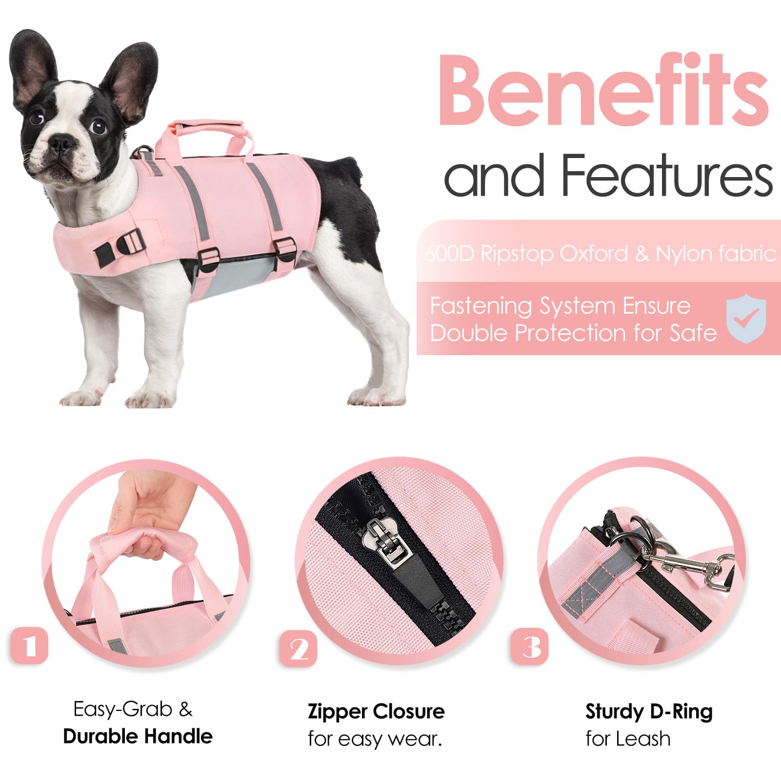 Aofitee Dog Life Jacket Large, Reflective Dog Life Vest For Swimming Xxl, High Buoyancy Dogs Lifesaver With Rescue Handle And Zi