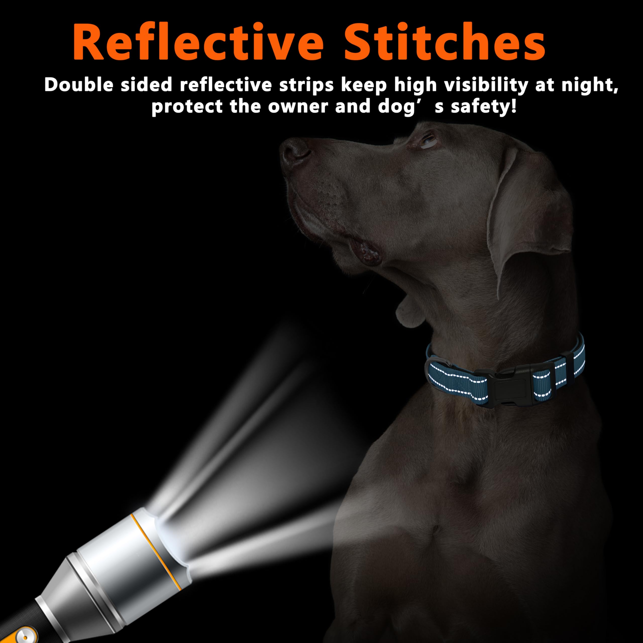 Seyezo Refective Dog Collar, Soft Neoprene Padded Pet Collar For Small, Medium, Large Dogs, Adjustable Puppy Collar With Quick R