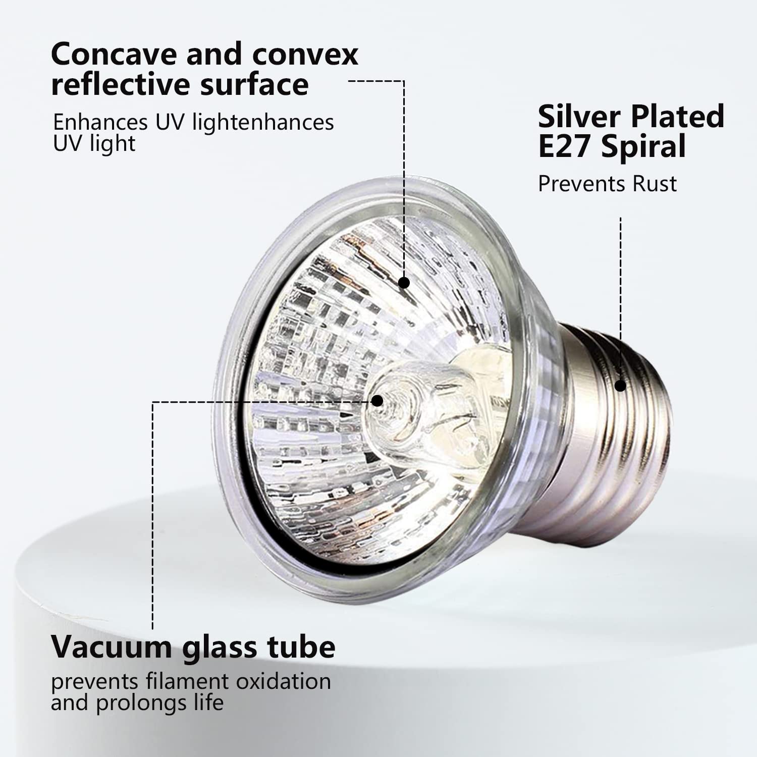 Pewingo 4 -Pack 50W Uva Uvb Heat Lamp Bulbs For Reptiles, Heating Emitter Bulbs For Amphibian, Terrariums, Cages, For Tortoise,