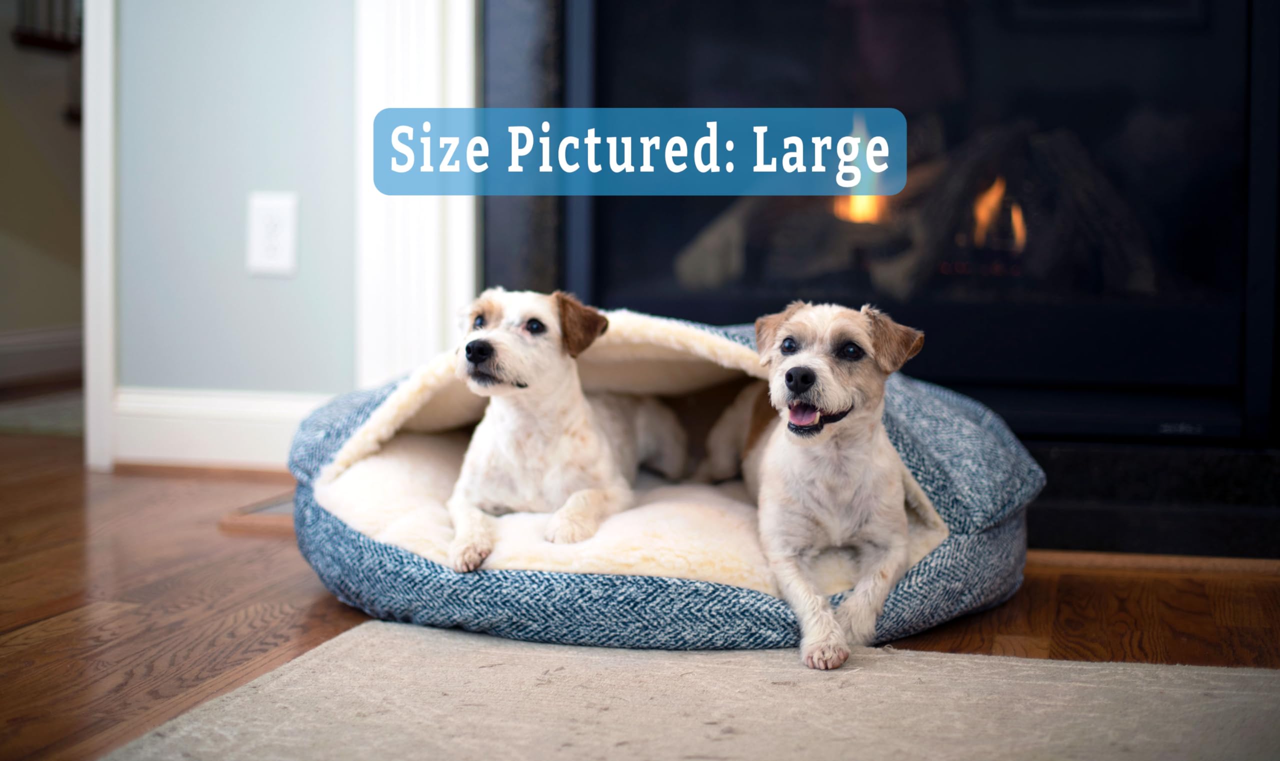 Snoozer Luxury Microsuede Cozy Cave Pet Bed, Show Dog Collection, Large, Palmer Indigo