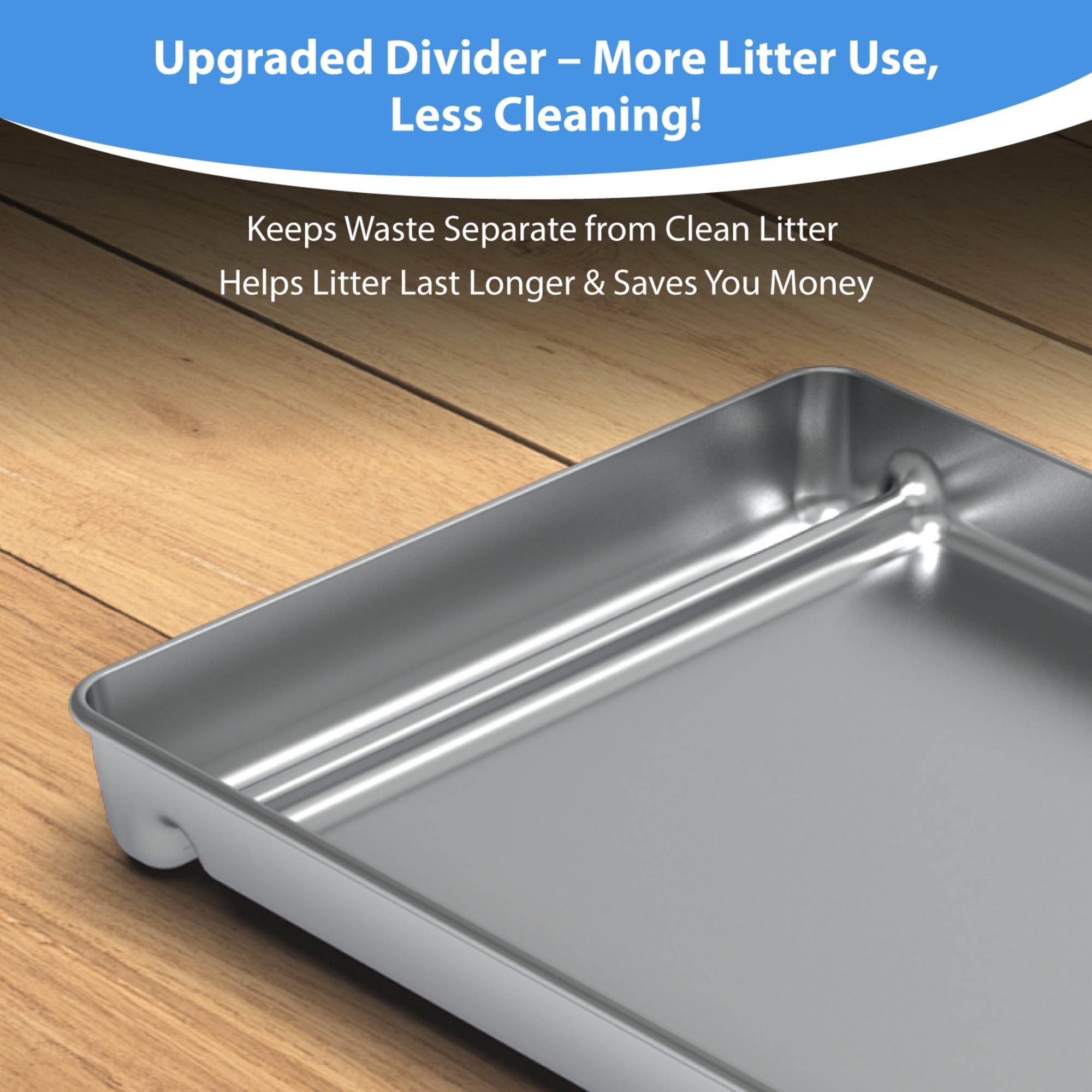 Cosparx Upgraded Stainless Steel Reusable Litter Tray Compatible With Petsafe Scoop-Free Self-Cleaning Cat Litter Boxes - Deeper