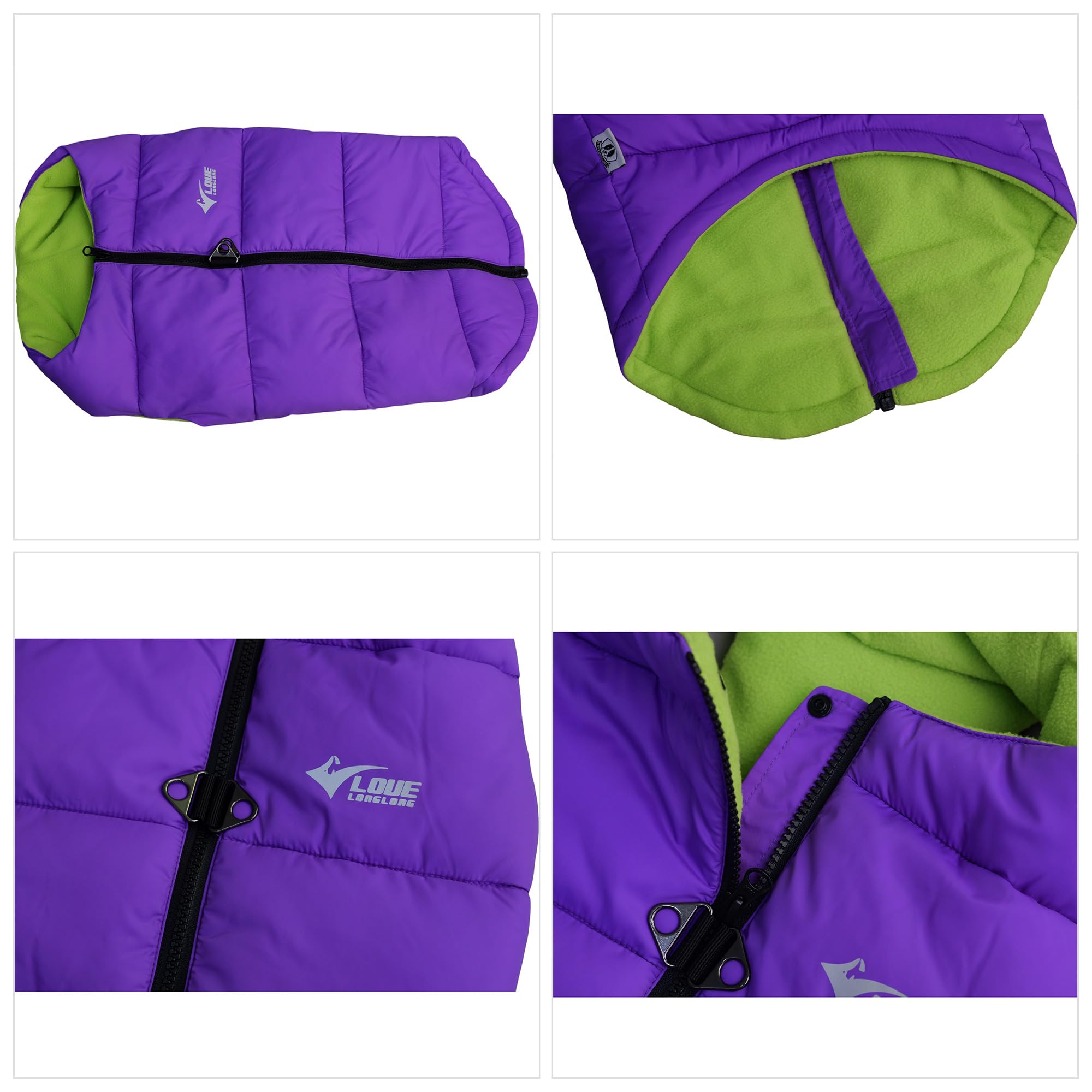 Dog Winter Jacket, Waterproof Windproof Dog Winter Vest Super Warm Polar Fleece Dog Winter Clothes With Smooth Zipper Closure For Small Medium Large Dogs Purple Xl