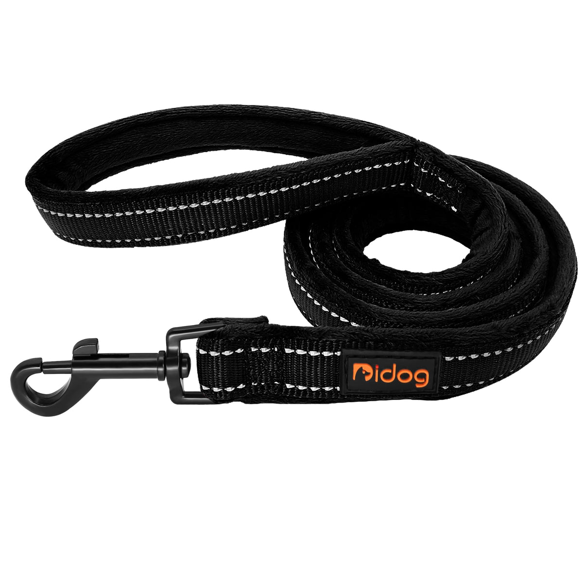 Didog Dog Walking Leashes 4 Ft Long With Soft Warm Flannel Padded Handle, Reflective Dog Leash Night Safety Fit Small Medium Dogs, Black