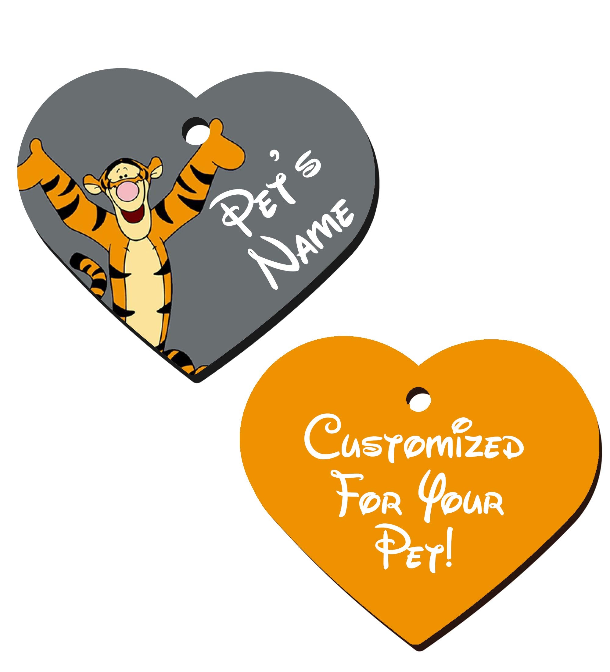 Udesignusa Double Sided Pet Id Tags For Dogs & Cats Personalized For Your Pet (Tigger, Heart Shaped)