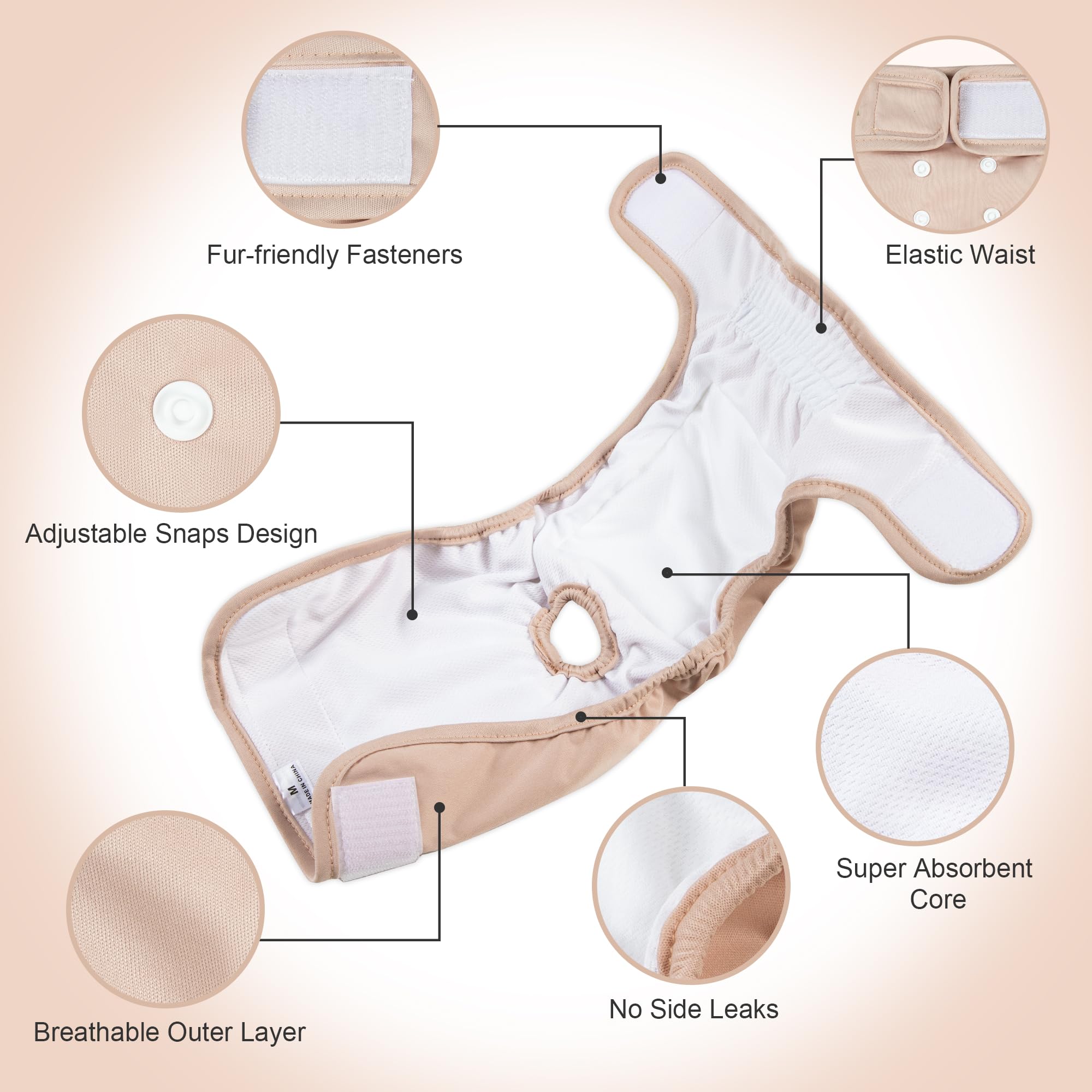 Wegreeco Cat Diapers, Cat Diapers for Male Female Spraying Incontinence, Reusable Adjustable Highly Absorbent (3 Pack, Medium)