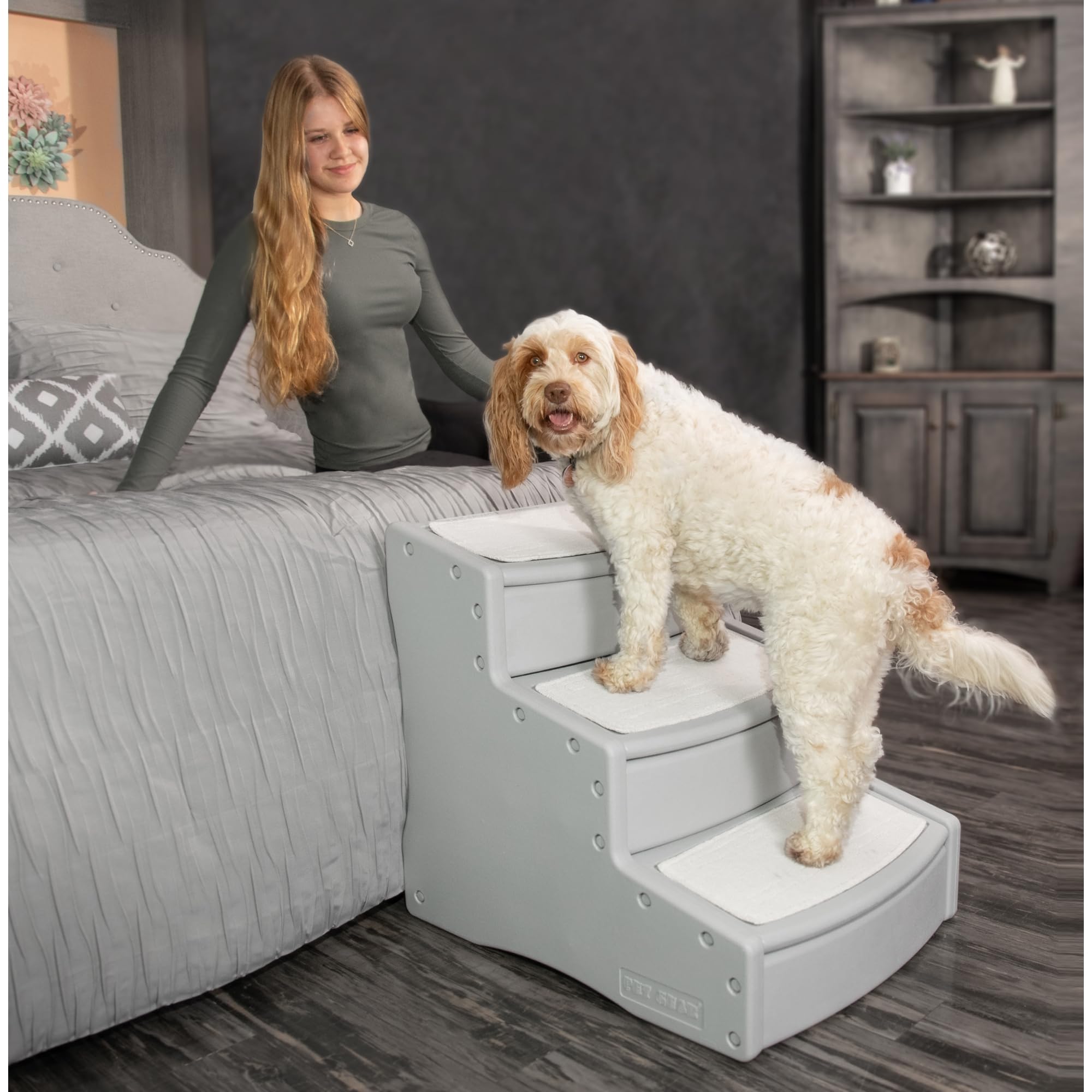 Pet Gear Easy Step Iii Extra Wide Pet Stairs, 3 Step For Dogs/Cats Up To 200 Pounds, Removable/Washable Carpet, Easy Assembly (N