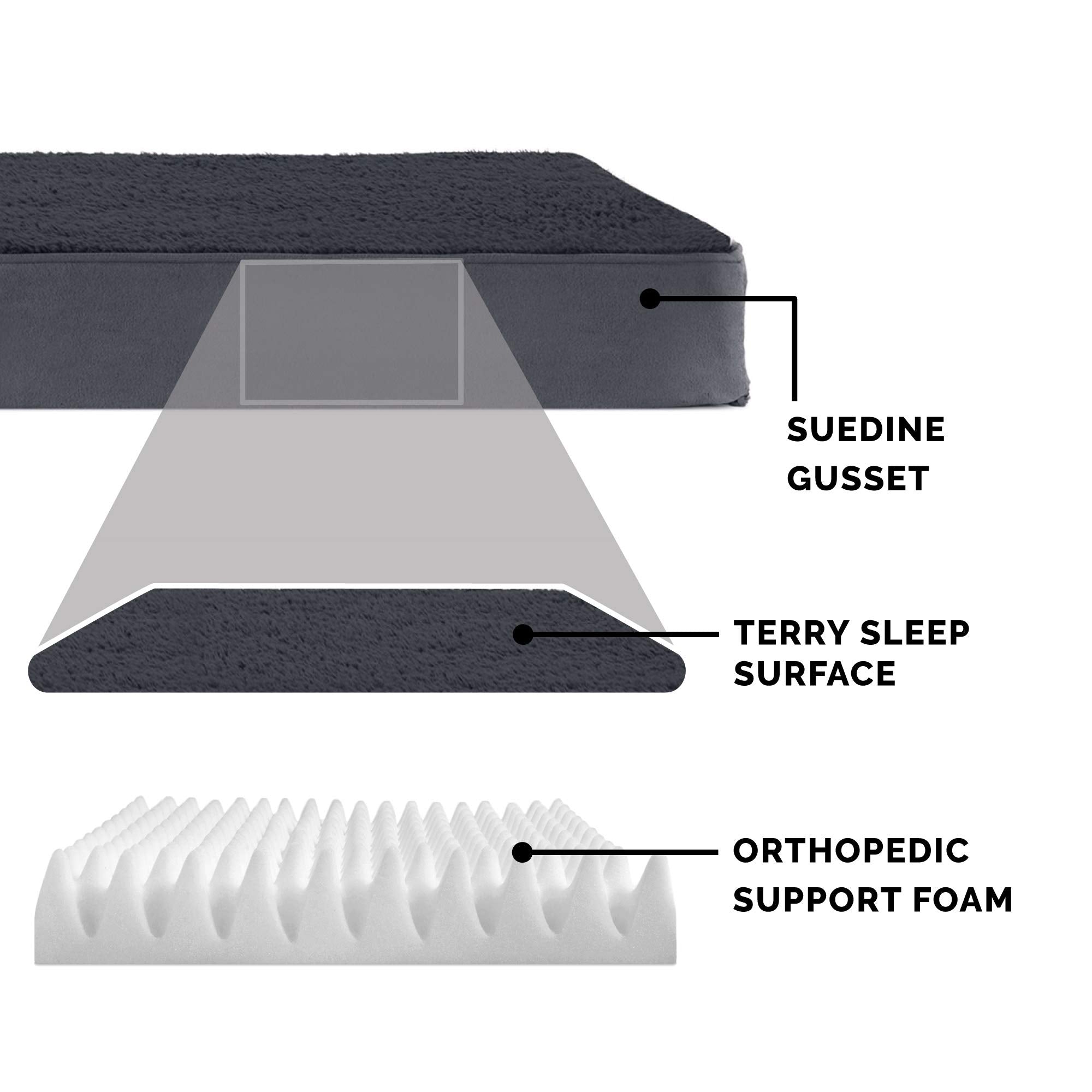 Furhaven Orthopedic Dog Bed For Large Dogs W/ Removable Washable Cover, For Dogs Up To 95 Lbs - Terry & Suede Mattress - Gray, J