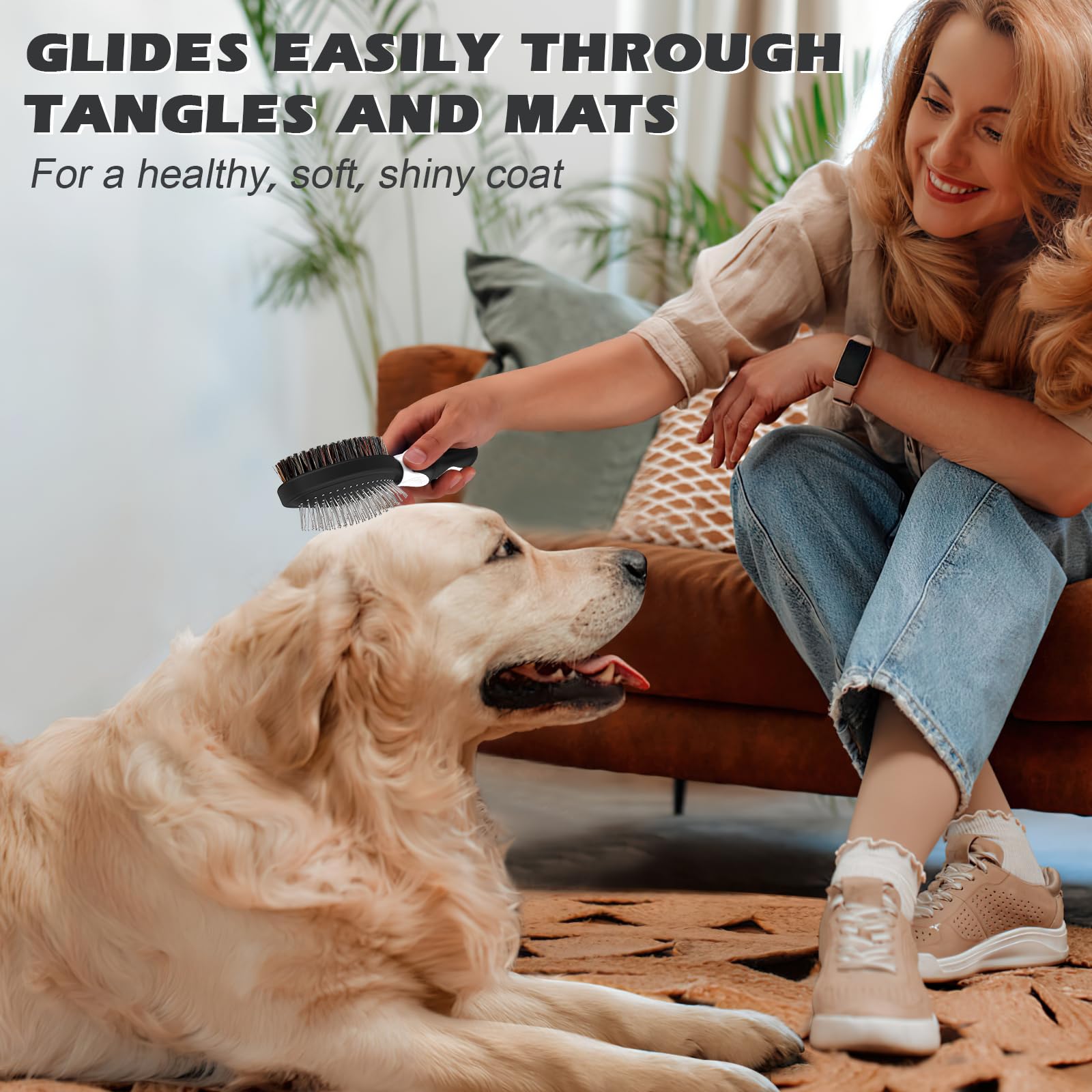 2PCS Dog Grooming Tools - Double-Sided Bath Brush for Shedding and Bathing - Small Animals Brushes, Suitable for Short/Long Hair