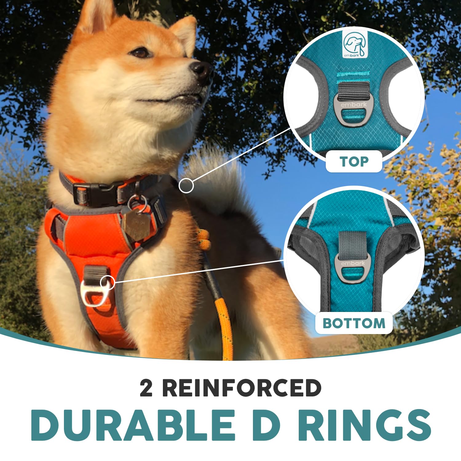 Embark Adventure Xl Dog Harness No-Pull Dog Harnesses For Extra Large, Medium And Small Dogs. 2 Leash Clips, Front & Back With Control Handle, Adjustable Blue Dog Vest, Soft & Padded For Comfort