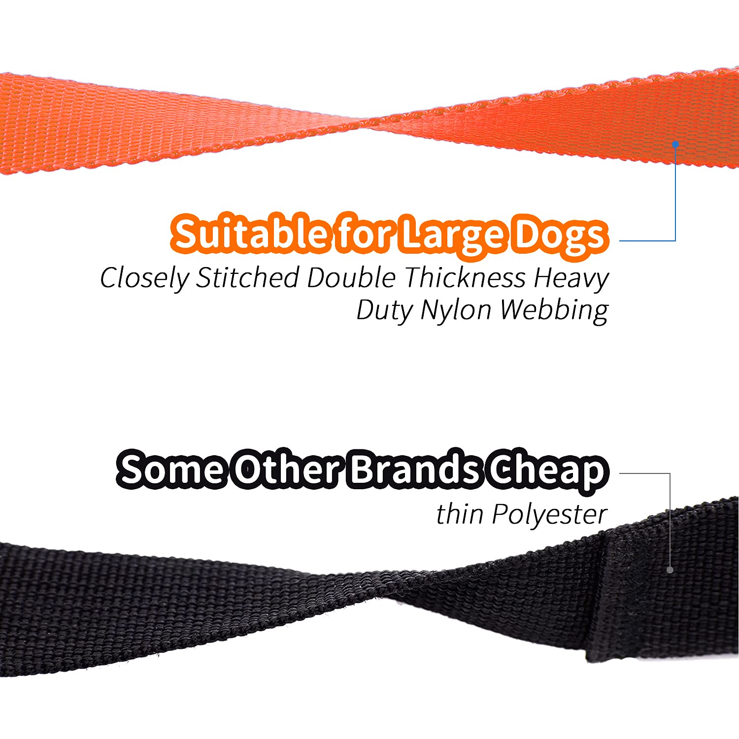 Hikiss Long Dog Leash Obedience Recall Training Agility Lead With Thickening Material For Large Dog - 15Ft 20Ft 30Ft 50Ft 100Ft Training Leash(Orange 15Ft)