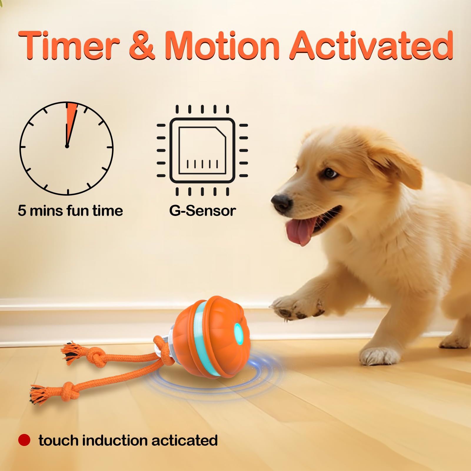 Salodal Peppy Pet Ball For Dogs, Dog Interactive Toys,Motion Activate Rolling Ball For Puppy/Small Dogs, Automatic Moving Toy,Us