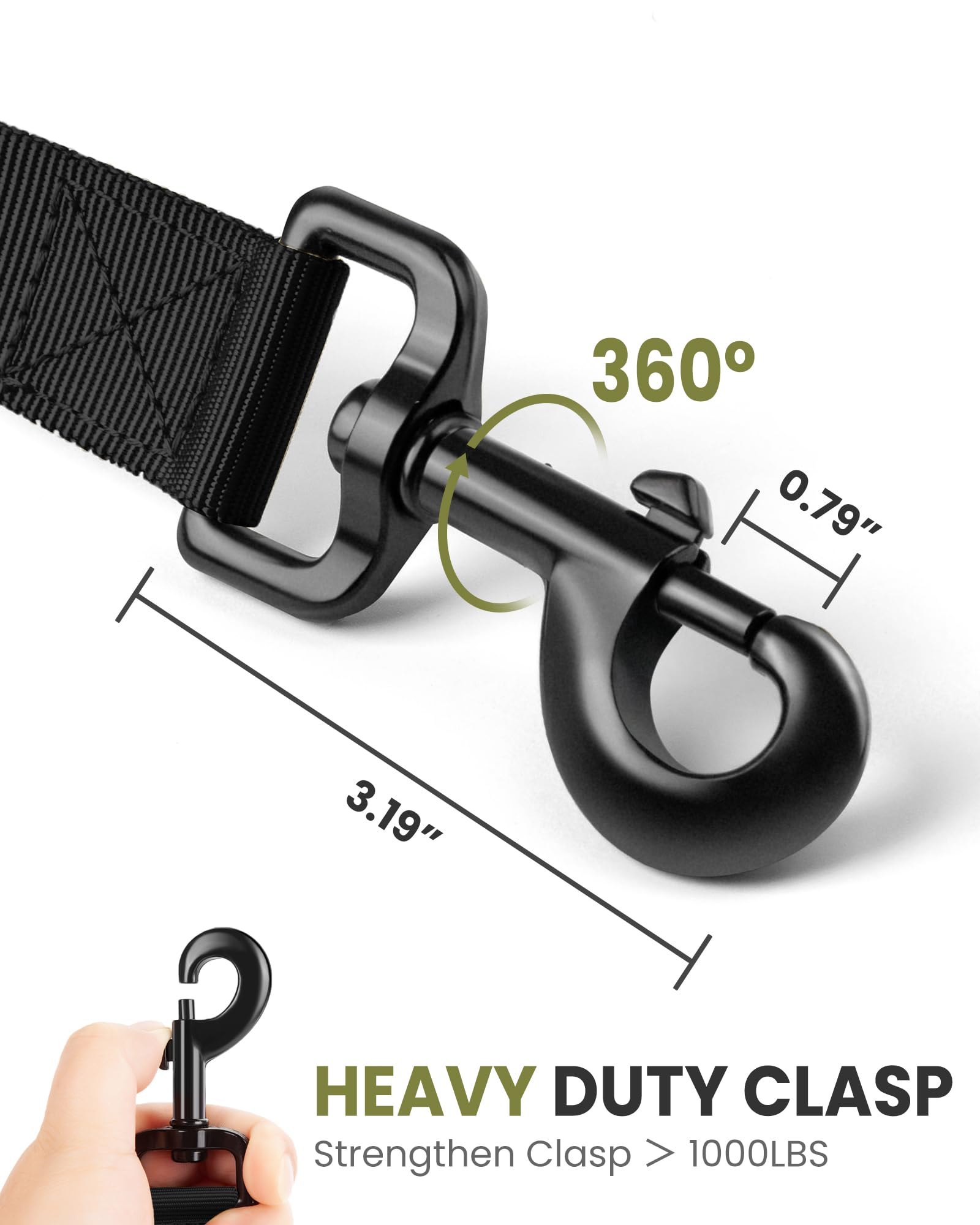 Outdoormaster Bungee Dog Leash, Heavy Duty Dog Leash With Shock Absorption, 2 Padded Handles Training Leash, Improved Dog Safety And Comfort (Black, 4 Ft)