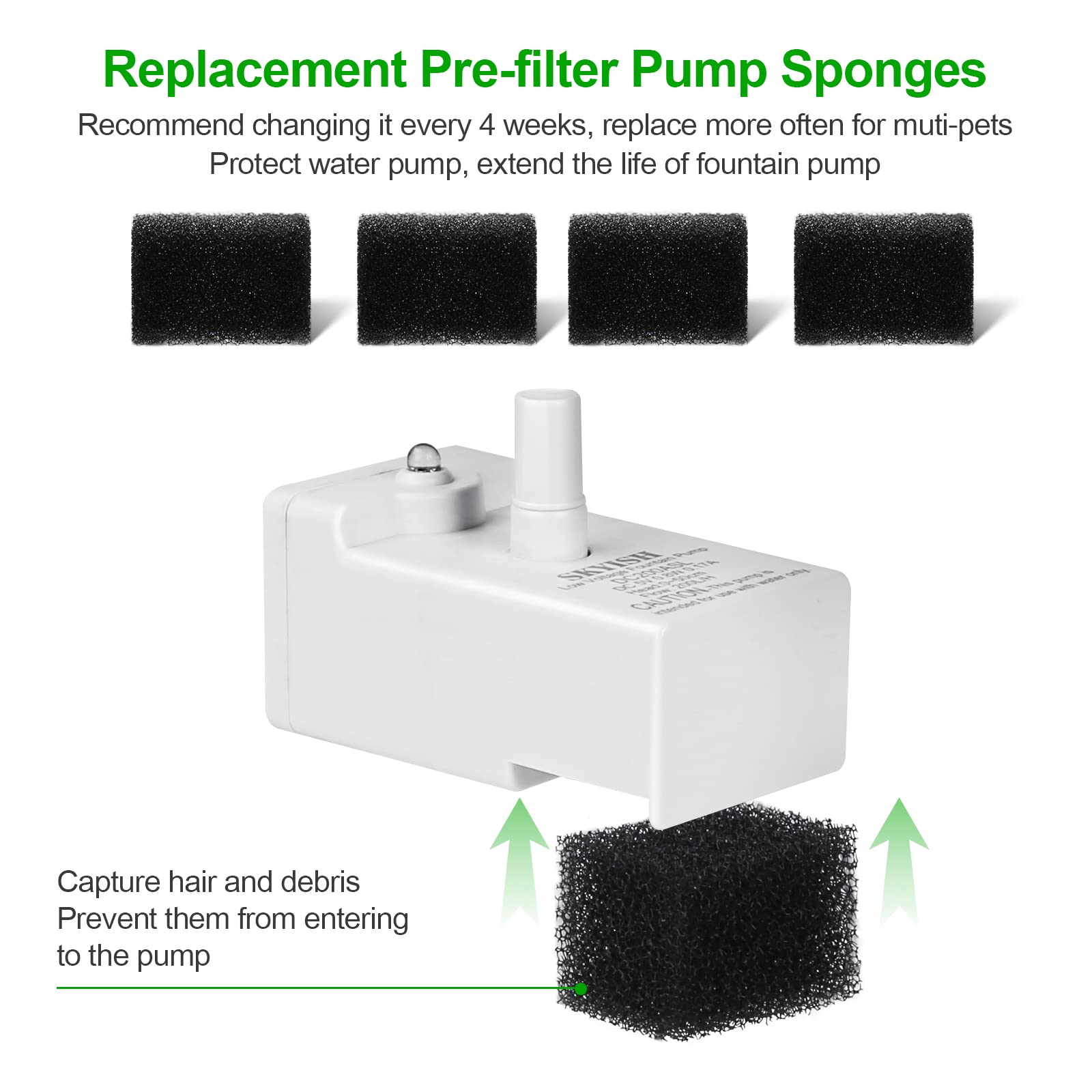 4 Pack Replacement Filters For 95Oz And 67Oz Automatic Pet Fountain, Bflicroy Cat Water Fountain Filter, Triple Filtration Pet Fountain Replacement Filters And 4 Pack Pre-Filter Sponges