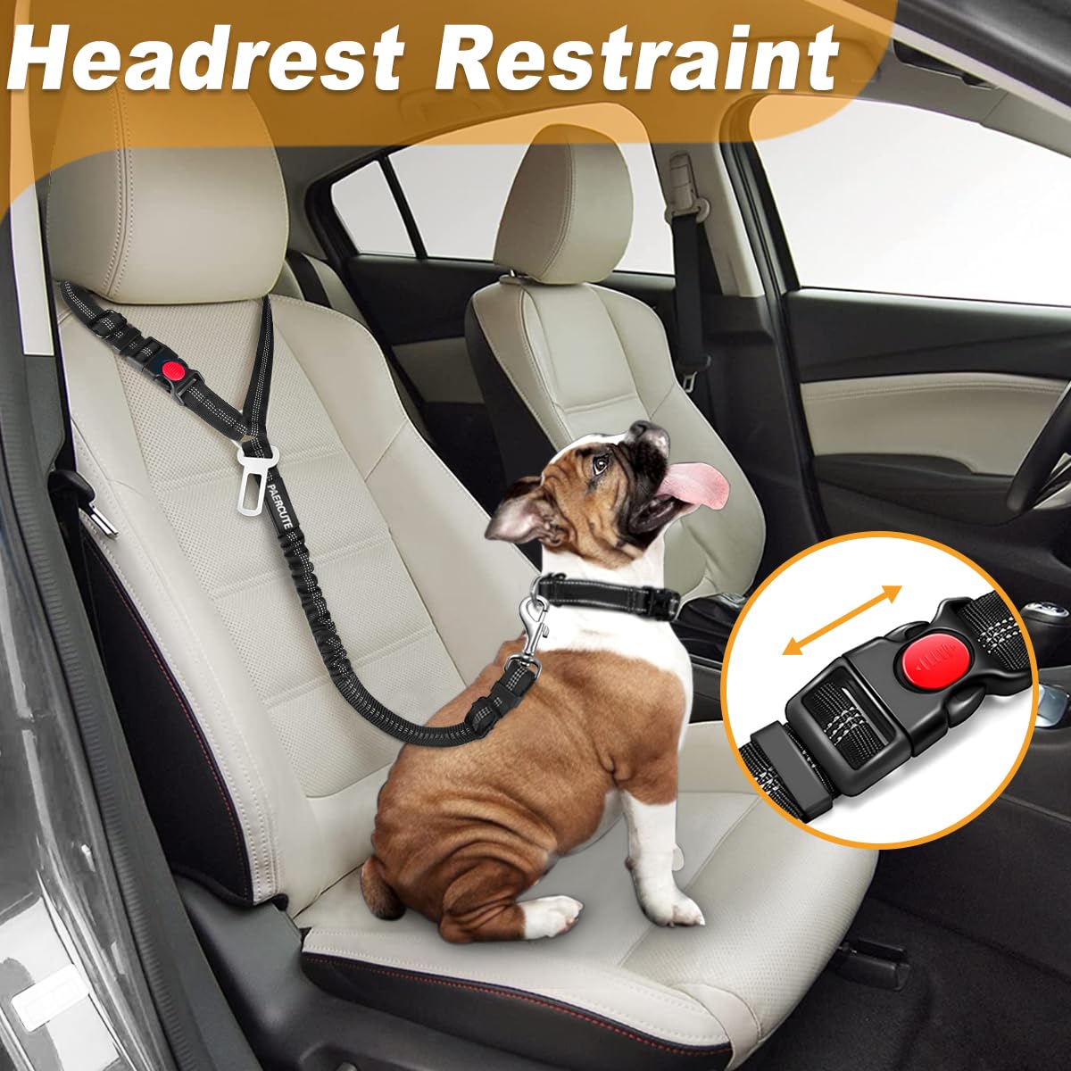 3 Piece Set Dog Seat Belt Retractable Dog Car Seatbelts Adjustable Pet Seat Belt for Vehicle Headrest Restraint Adjustable Heavy