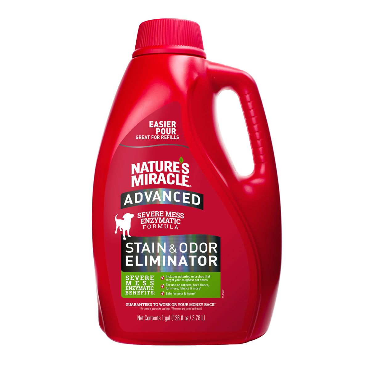 Natures Miracle Advanced Stain And Odor Eliminator for Dogs, 1 Gallon, Fresh Scent, Severe Mess Enzymatic Formula For Tough Pet 