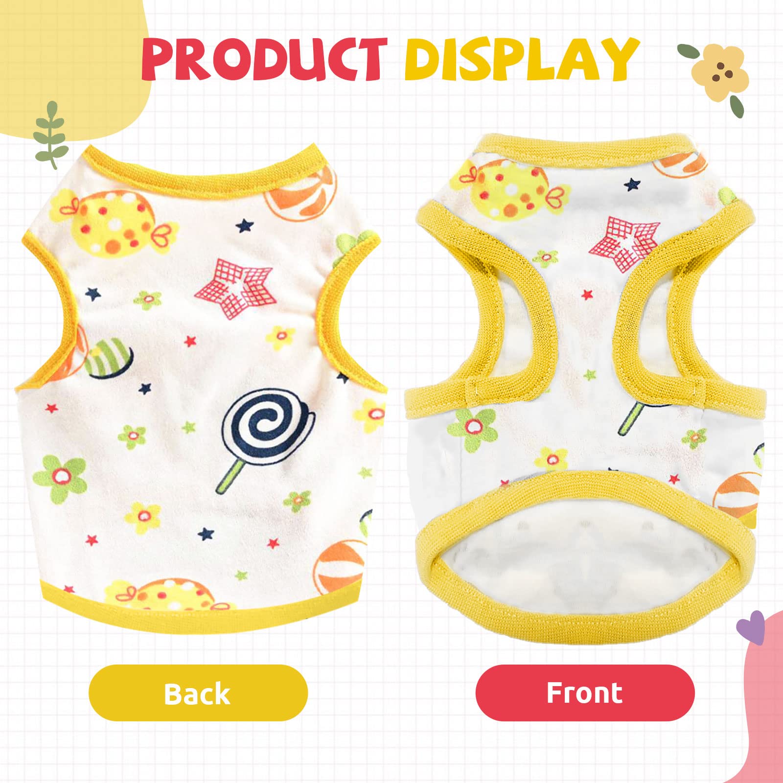 Hrttsy Small Dog Shirt Cute Puppy Cat T Shirt Clothes Soft Cotton Sleeveless Tee Shirts For Small Dogs Cats Summer Doggy Vest Te