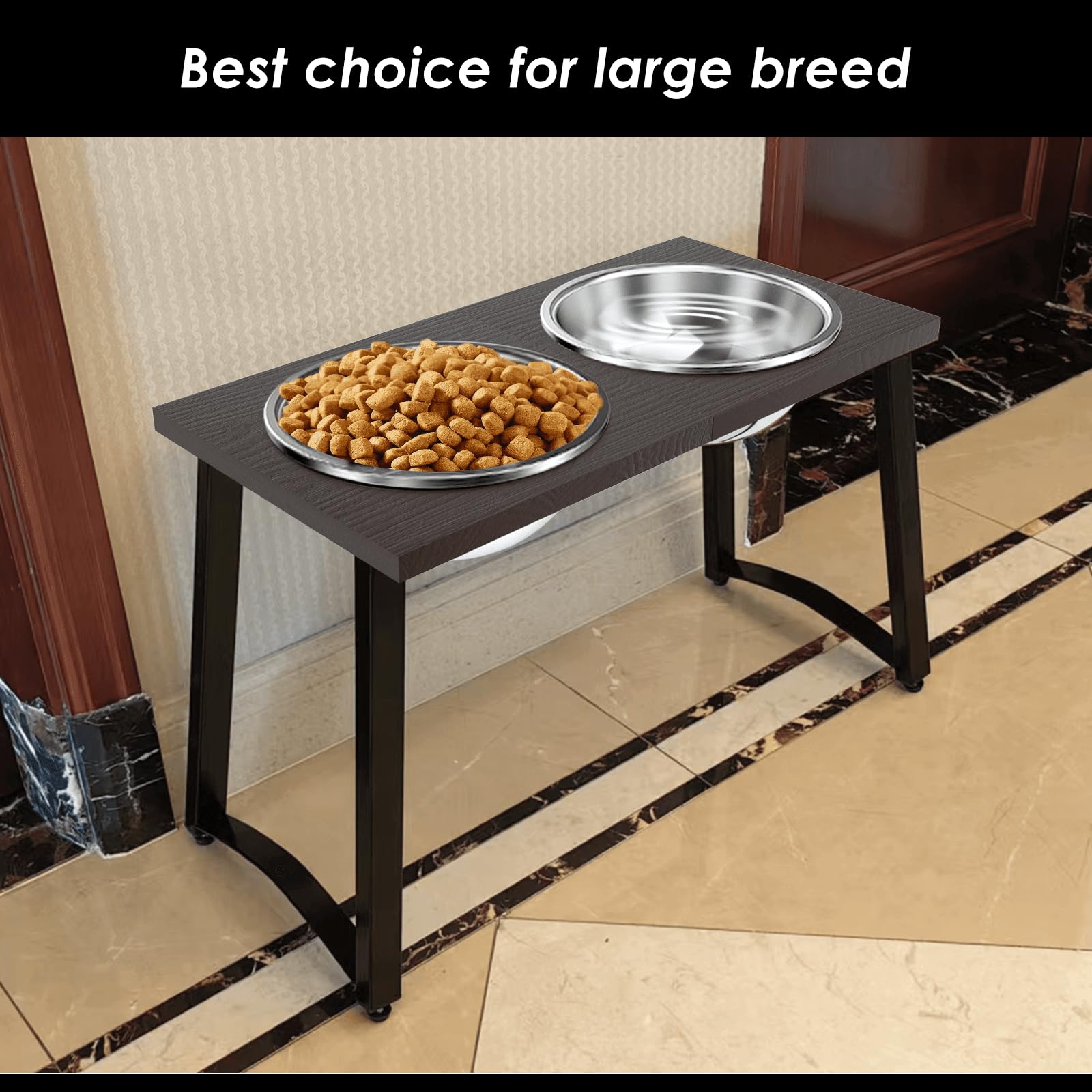 TIDANT Elevated Dog Bowls for Extra Large Dogs with 2 X-Large Stainless Steel Dog Bowls -3000ML(100oz), 16.5'' Tall Raised Dog B