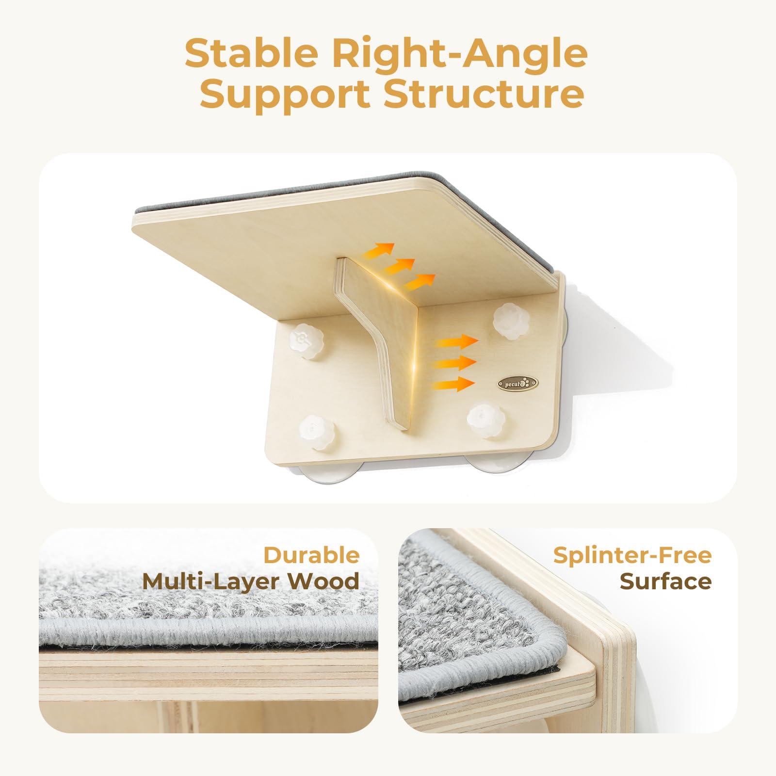 Pecute Cat Window Perch Sisal Cat Scratcher 2 In 1, Cat Hammock For Window Seat With Solid Wood Frame, Iron Bracket, And Heavy Duty Suction Cups, Cat Perch Holds Cats Up To 30Lbs