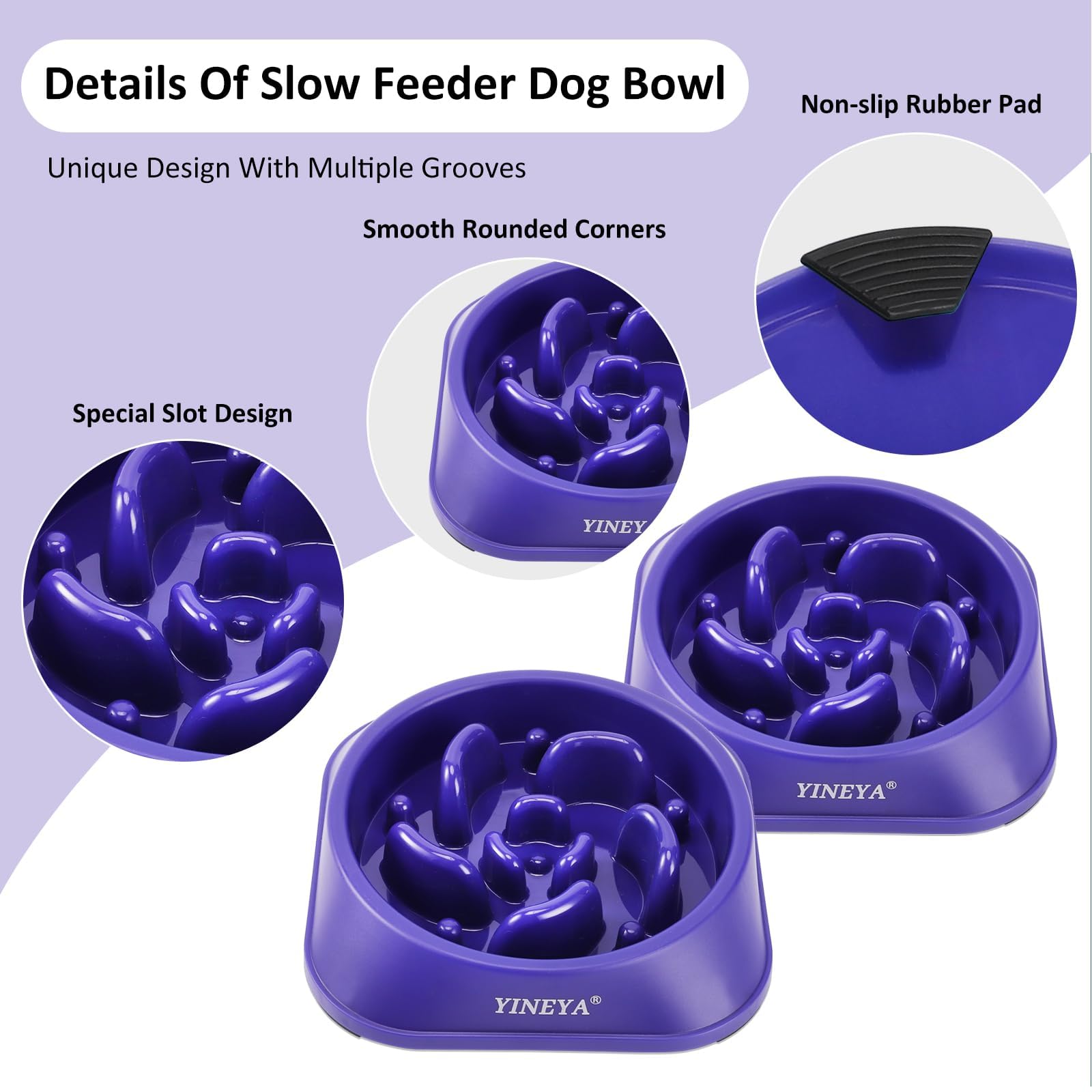 YINEYA Slow Feeder Dog Bowls, Pet Supplies That Slow Down Eating, Pet Food Bowls, Maze Dog Puzzle Feeder for Medium Breed
