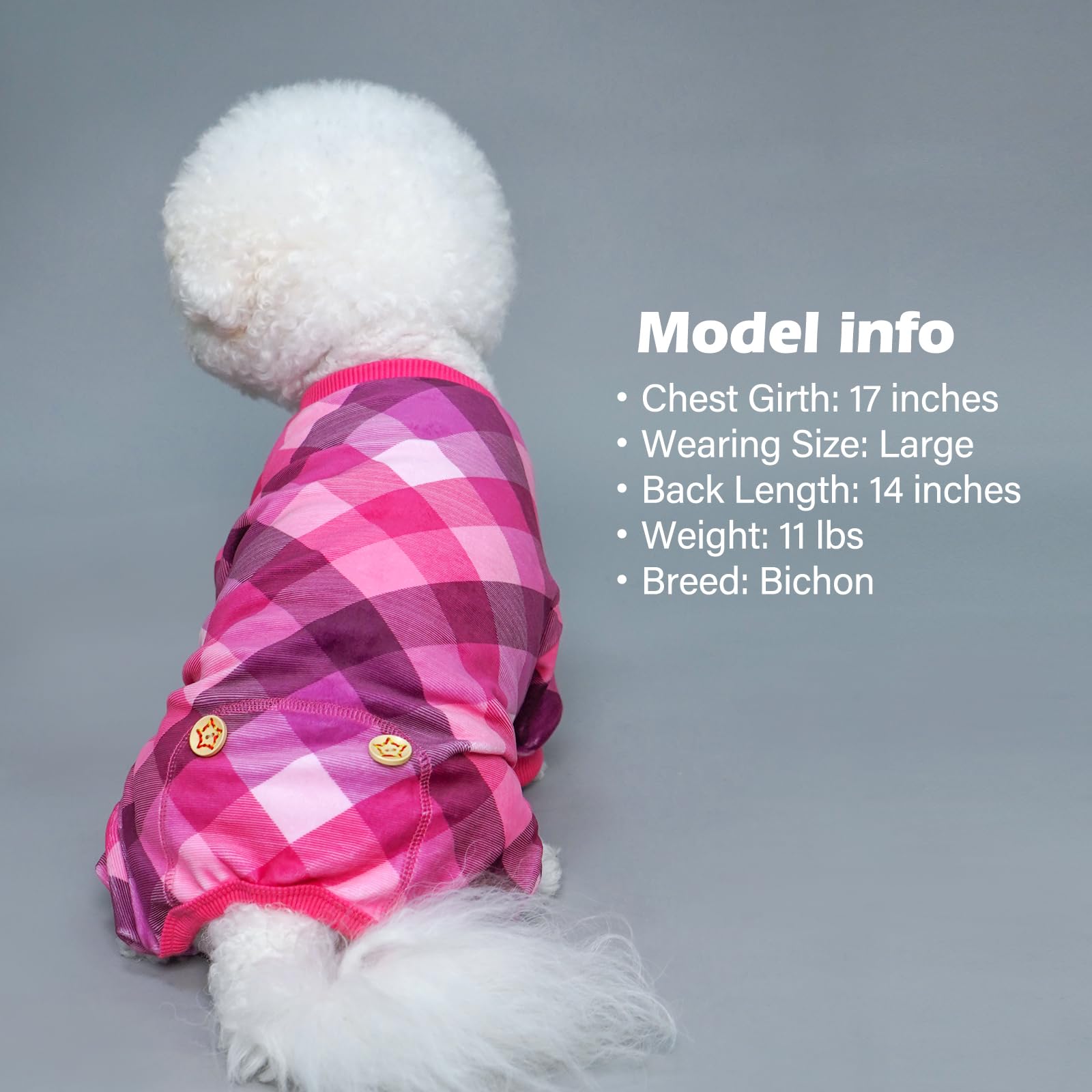 Kyeese Dog Pajamas Plaid Dog Pajamas For Small Dogs Boy Girl Comfy Pet Clothes Lightweight Pjs Stretchy Onesie Velvet Doggie Jam