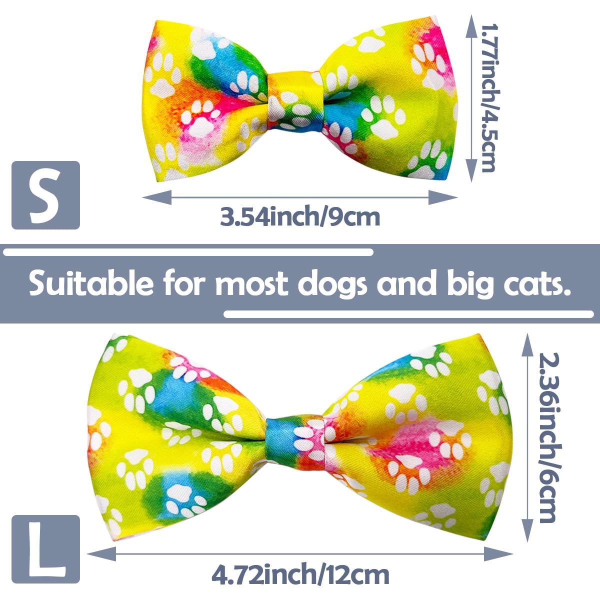Pet Show 10Pcs Paw Pattern Small Dog Bow Ties For Medium Dogs Puppies Rabbit Cat Detachable Bowties With Elastic Bands Attach To