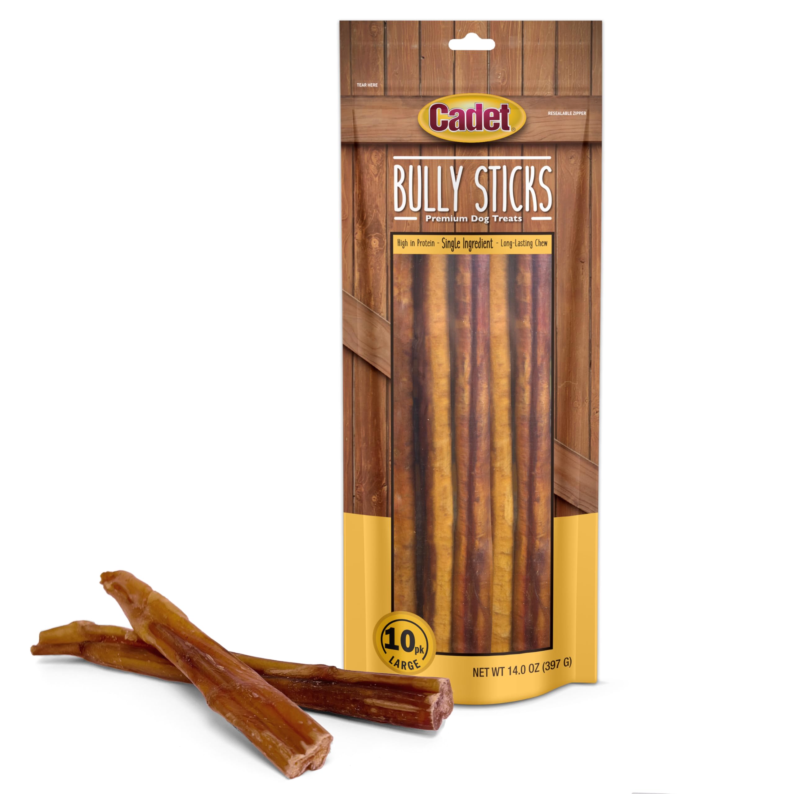 Cadet Bully Sticks for Dogs - Long-Lasting Dog Chews - All-Natural Premium Dog Treats Promotes Dental Health
