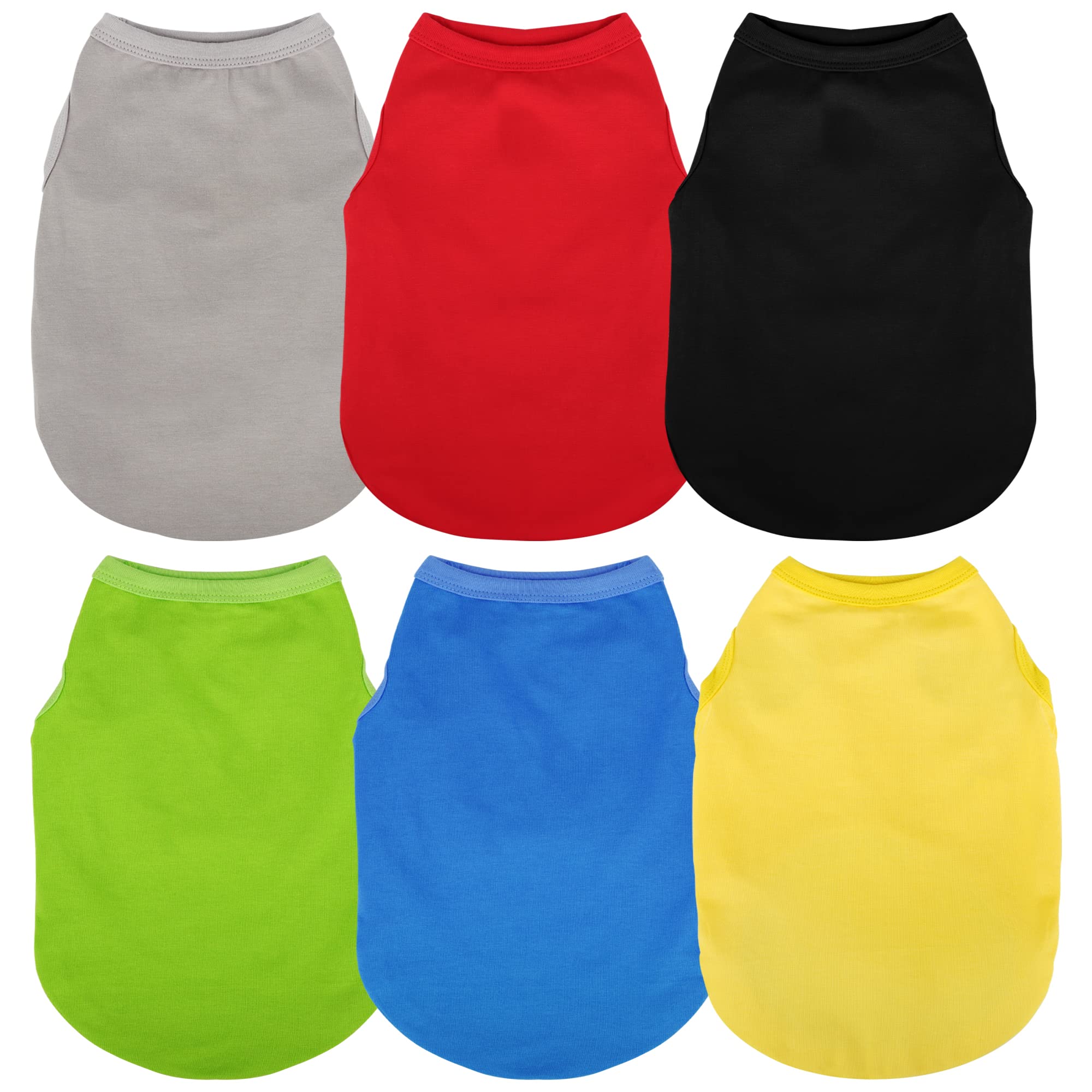 Paiaite 6 Pieces Plain Dog Shirt Sleeveless Puppy Cotton Dog Shirts Breathable Pet Apparel Tank Top Colorful Puppy Sweatshirt Cl