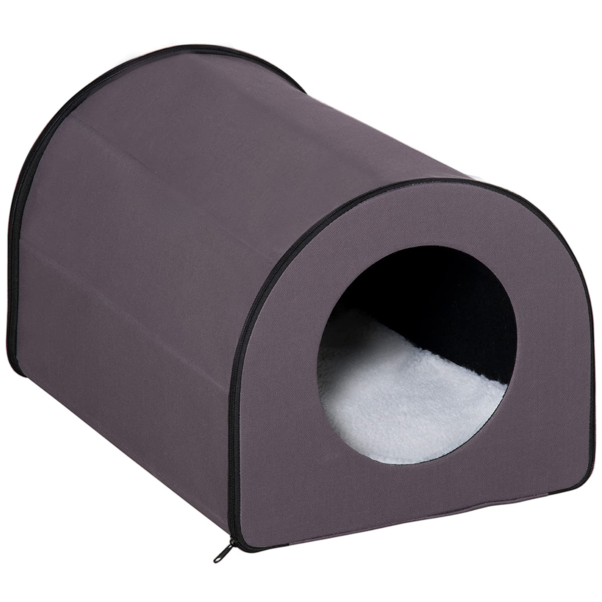 Pawhut Dome Heated Cat House Portable And Waterproof Pet Shelter For Kitty In Winter, Brown