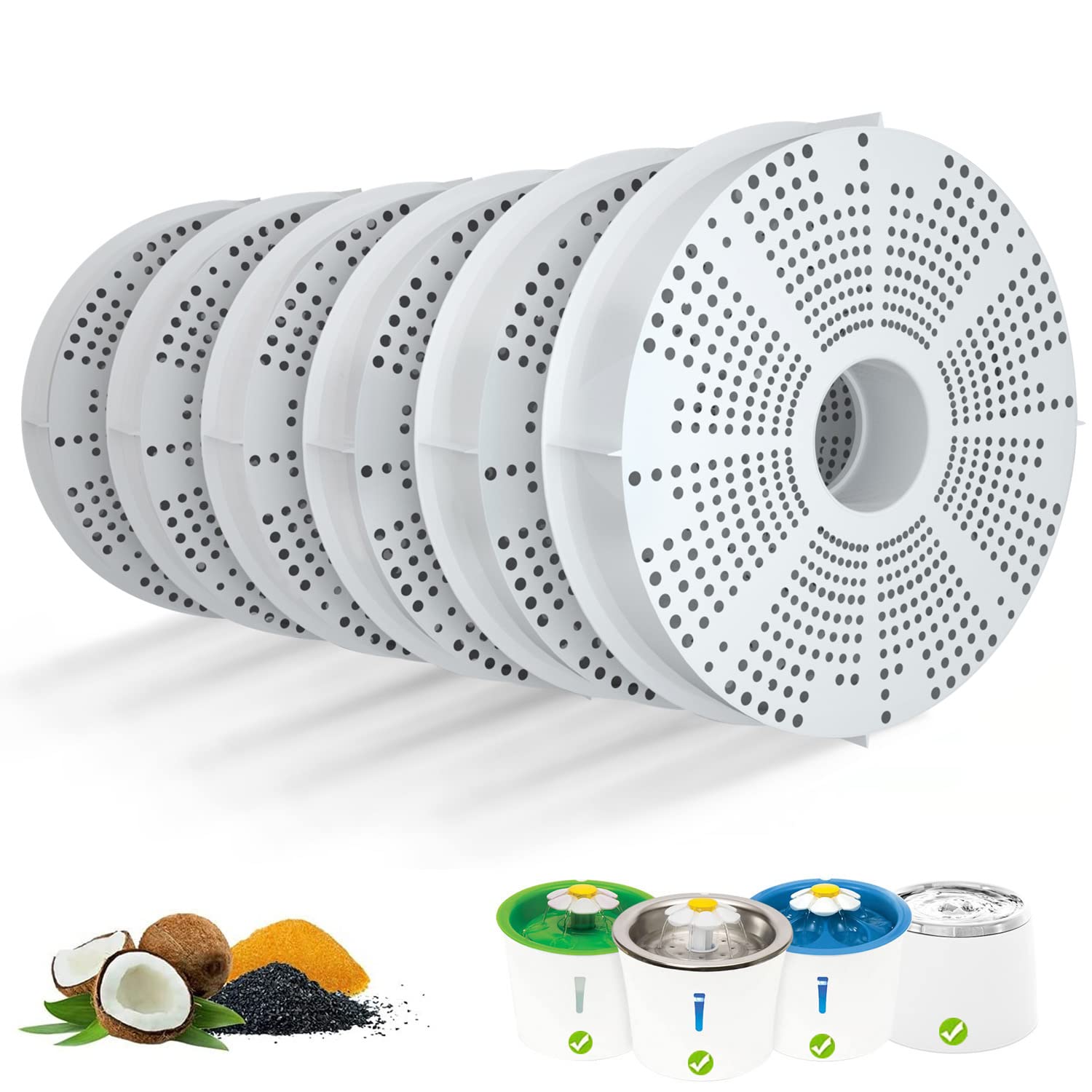 Samanija 6-Pack Filters, Compatible With Catit Flower Fountains Cat Water Fountain Filter Replacement